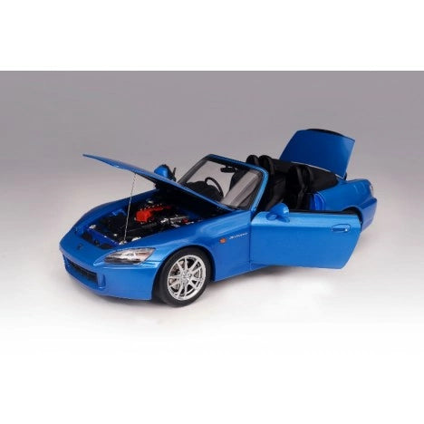 MotorHelix 1/18 Scale Diecast Honda S2000 AP2 Model Car - Bermuda Blue - Collectible Sports Car for Display & Racing Enthusiasts | Perfect for Home Office Decor, Car Shows & Gift Giving