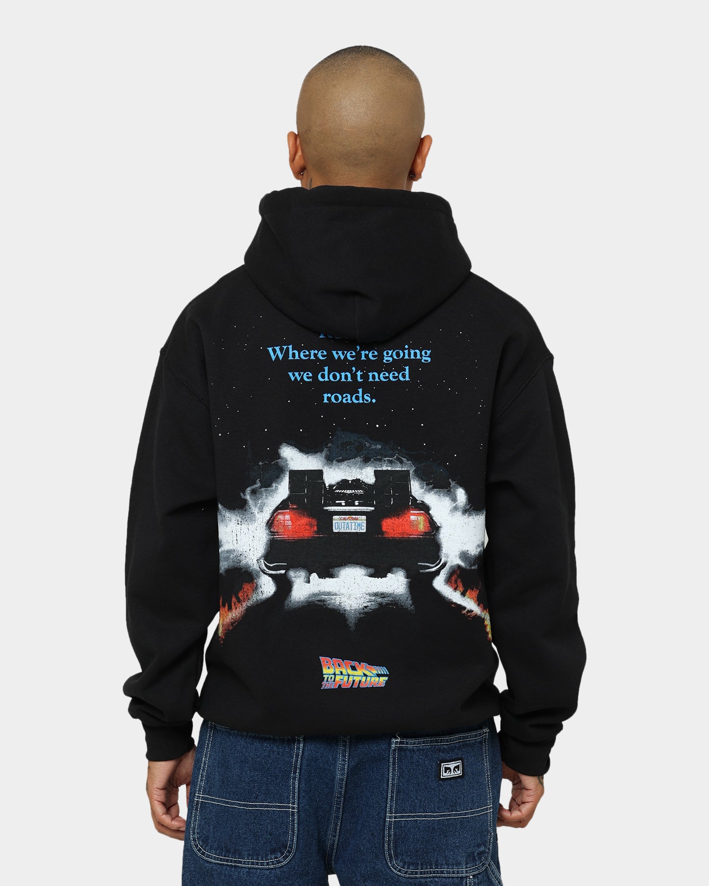Back To The Future 1 Hoodie - American Thrift Official Merchandise - Black Pullover Sweatshirt - Perfect for Cosplay, Movie Nights & 80s Retro Fashion