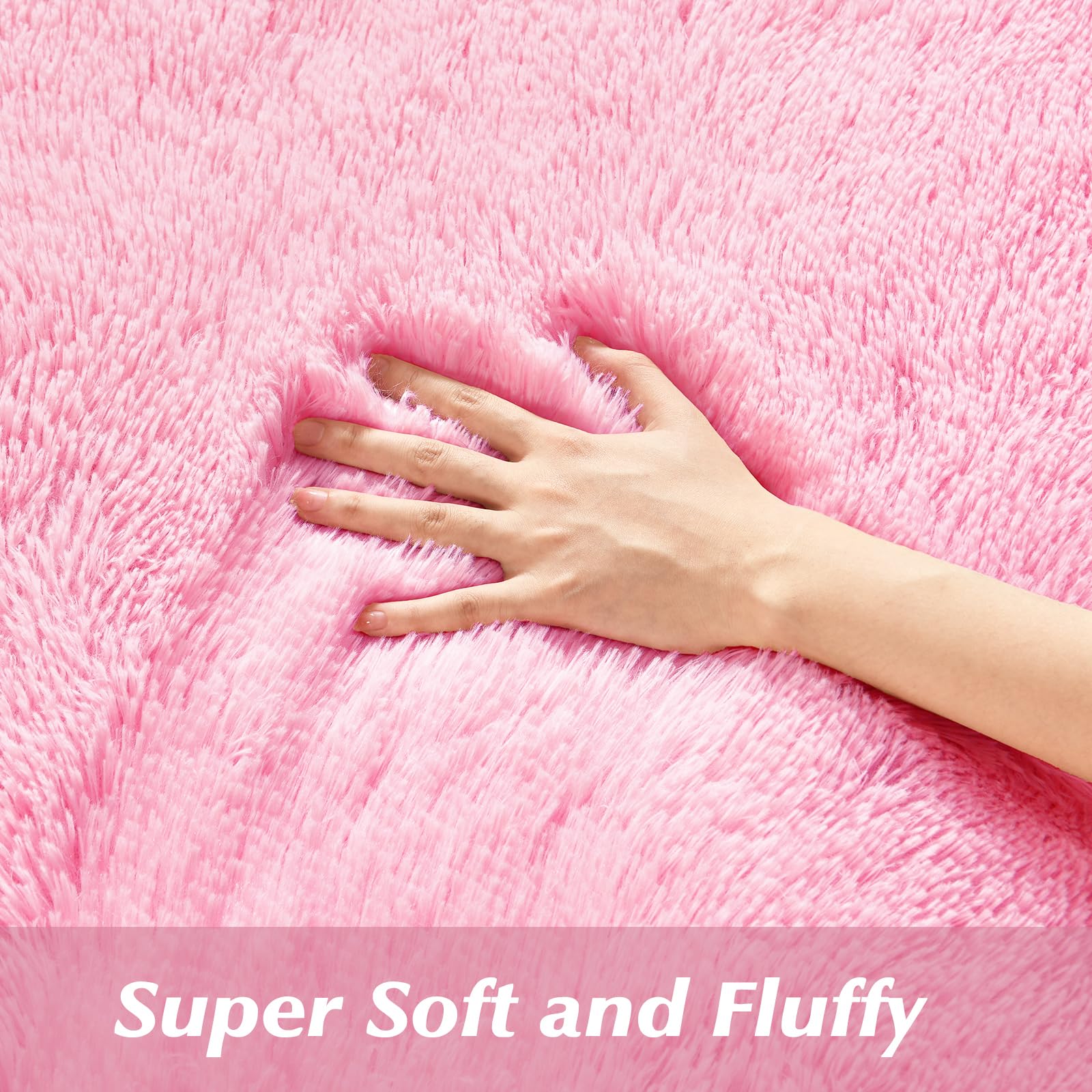 Lascpt Super Soft Shag Area Rug - 3x5 ft Plush Pink Carpet for Living Room, Girls Bedroom & Nursery | Modern Fuzzy Floor Mat for Kids Room, Dorms, Office Decor | Cozy Home Accent for Women & Boys