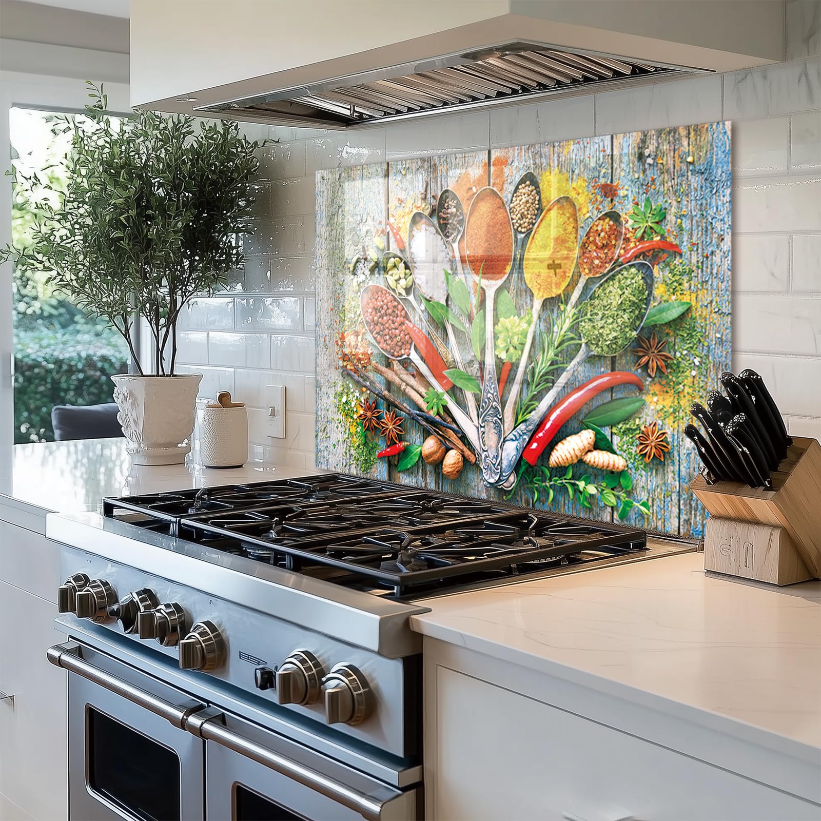 Tempered Glass Kitchen Backsplash Splash Guard - 35.43