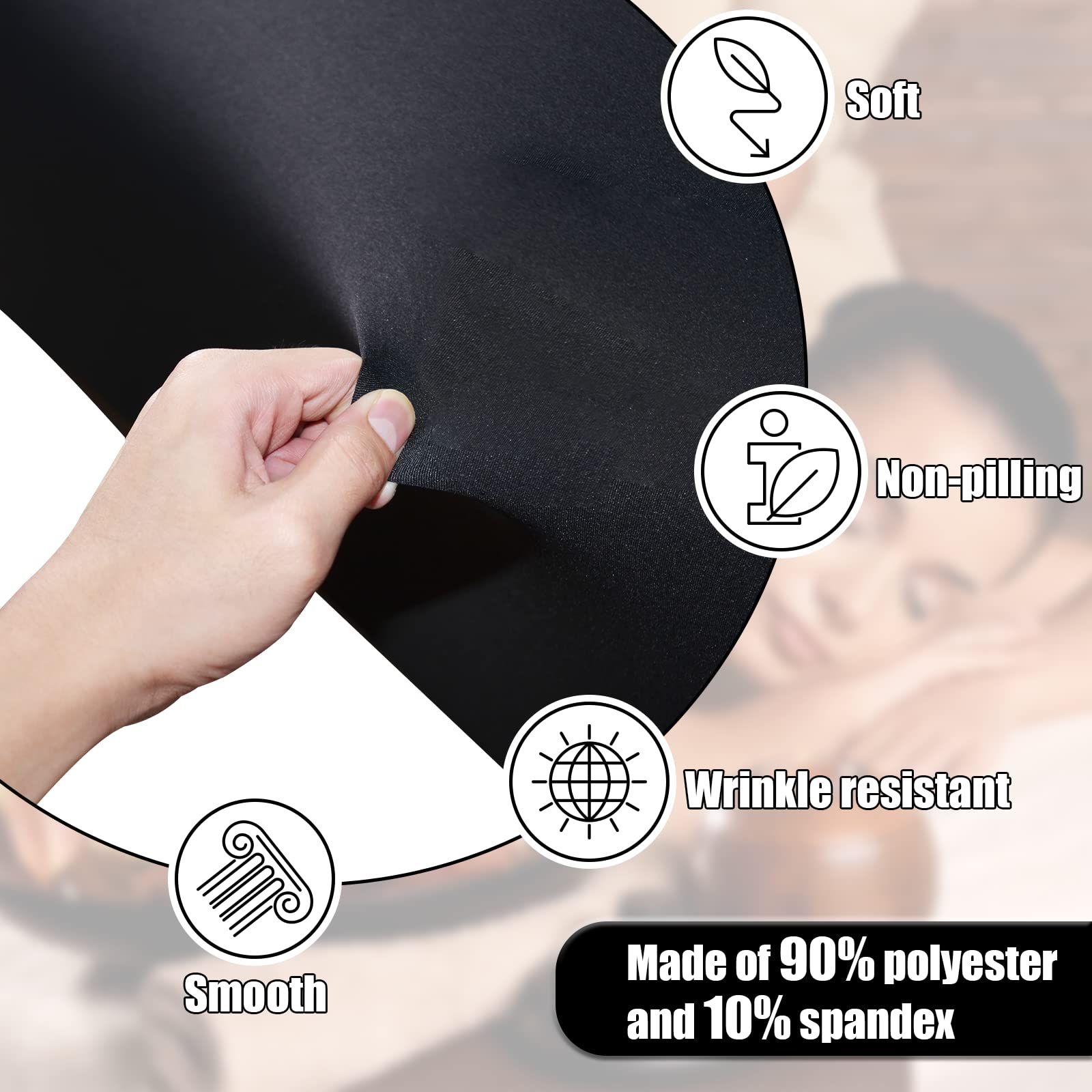 Stretchy Lash Bed Cover for Lash Extension Bed - Black Protective Spa Treatment Sheet Set for Lash Bed Topper & Massage Bed | Perfect for Eyelash Extension Salons, Spa Treatments & Professional Beauty Services