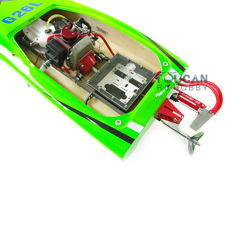 26CC Gas Powered RC Racing Boat - 50km/h High Speed Fiber Glass Remote Control Boat with ARTR DIY Model & Radio System Servo (1170x380x250mm) - Perfect for Lakes, Ponds & Competitive Racing - Great Gift for Hobbyists