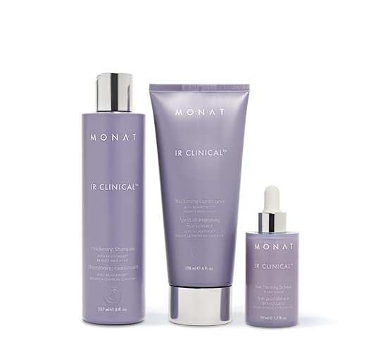 Monat IR Clinical System Thickening Hair Care Set - Volumizing Shampoo, Conditioner & Scalp Serum for Thicker Hair | For Men & Women with Fine or Thinning Hair | At-Home Hair Growth Treatment