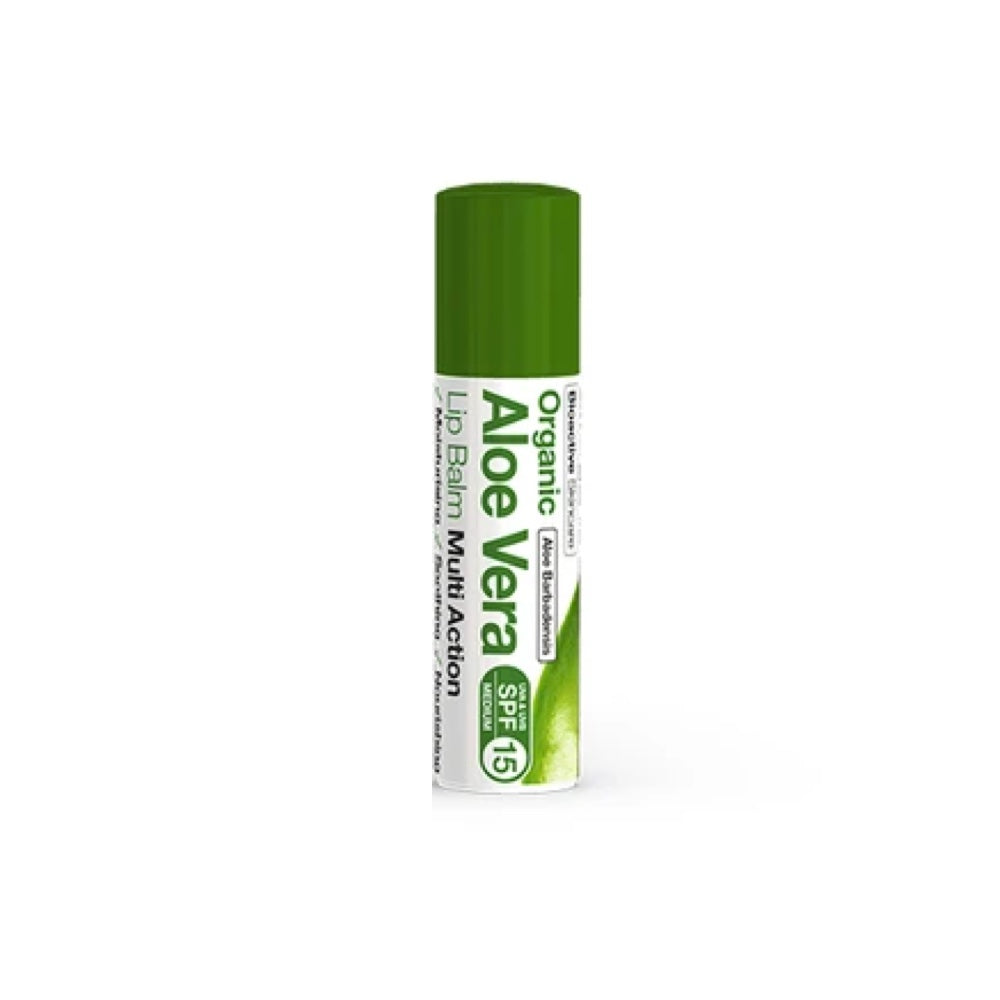 DR ORGANIC Aloe Vera Lip Balm 5.7ml - Soothing & Moisturizing Lip Care for Dry, Chapped Lips - Perfect for Winter, Travel & Daily Use