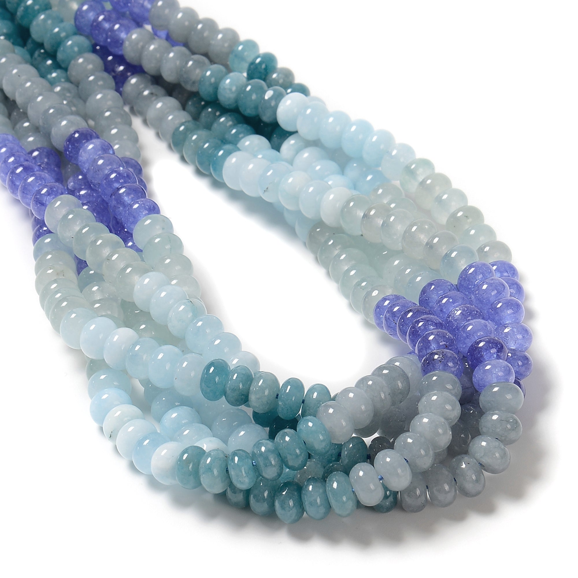 Natural Multi-Color Dyed Jade Smooth Rondelle Beads 5x8mm (15.5 Inch Strand) for Jewelry Making, Bracelets & Necklace Designs - DIY Craft Beading Supplies for Handmade Accessories