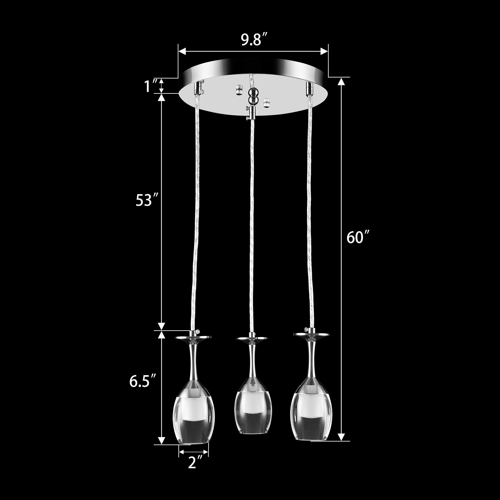 Bacchus Clear Acrylic Red Wine Glass Shaped Smart RGB Pendant Light - Modern LED Hanging Lamp for Dining Room, Bar, and Home Decor