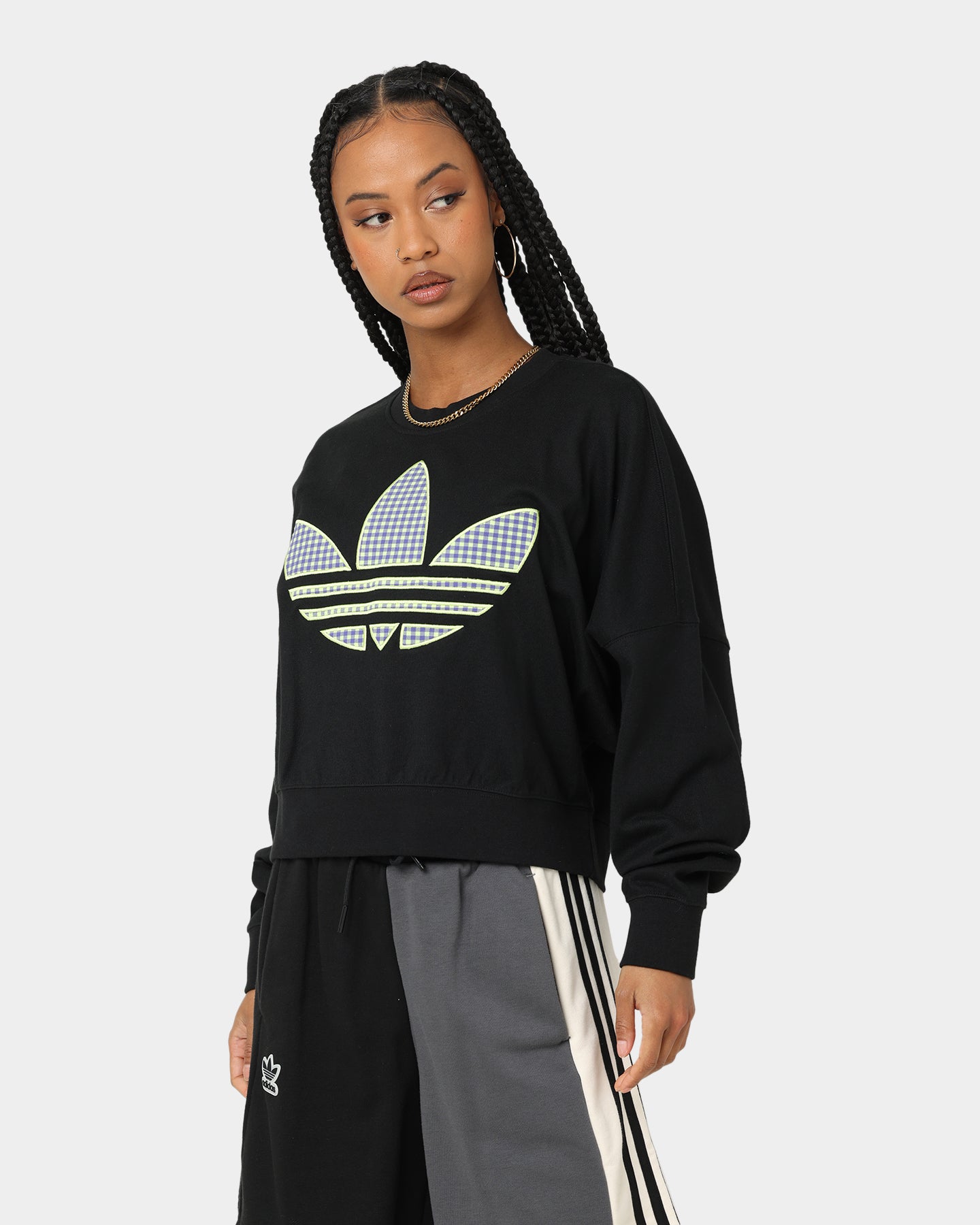 Adidas Women's Oversized Sweatshirt - Black Cotton Pullover Hoodie for Casual Wear, Gym & Street Style