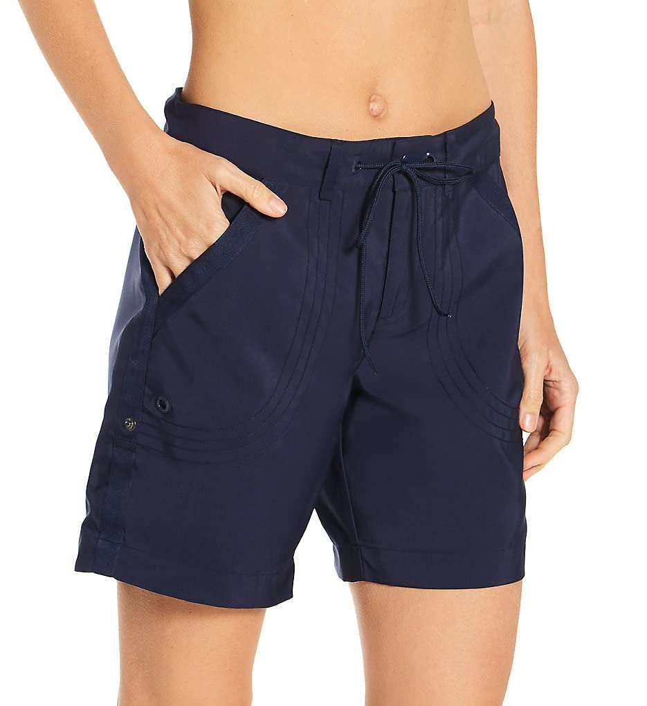 Jantzen Sporty Solids Rolled Walking Shorts for Women - Comfortable Casual Stretch Shorts with Pockets - Perfect for Hiking, Travel & Outdoor Activities (Size XL)
