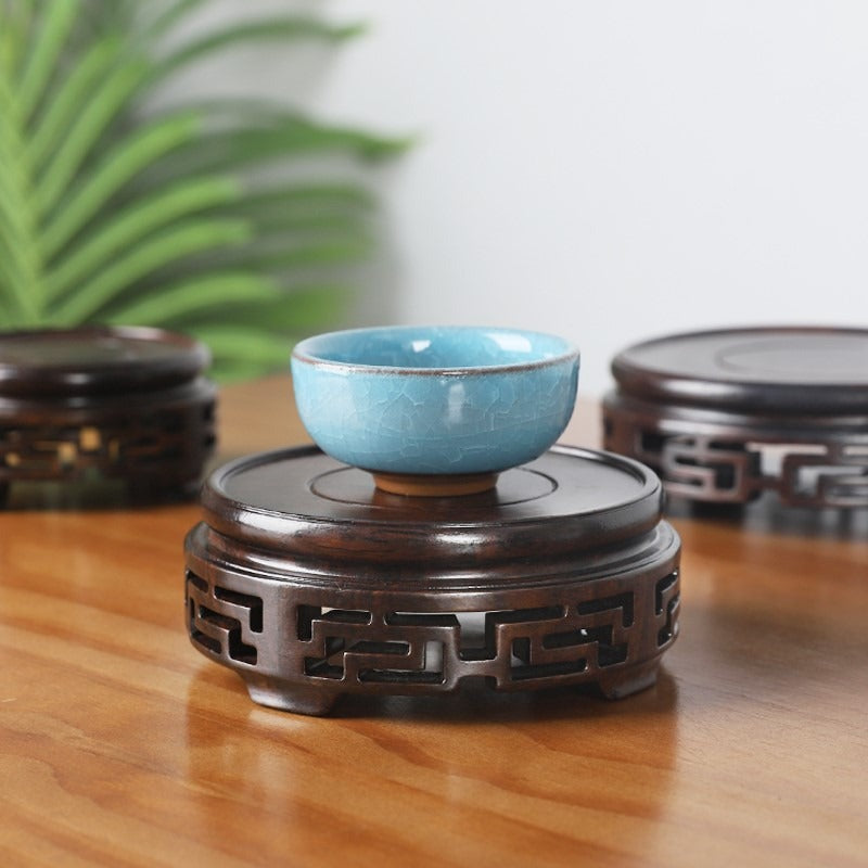 Handcrafted Ebony Wood Teapot Stand - Durable & Elegant Tea Accessory for Japanese Tea Ceremony, Afternoon Tea, or Home Decor