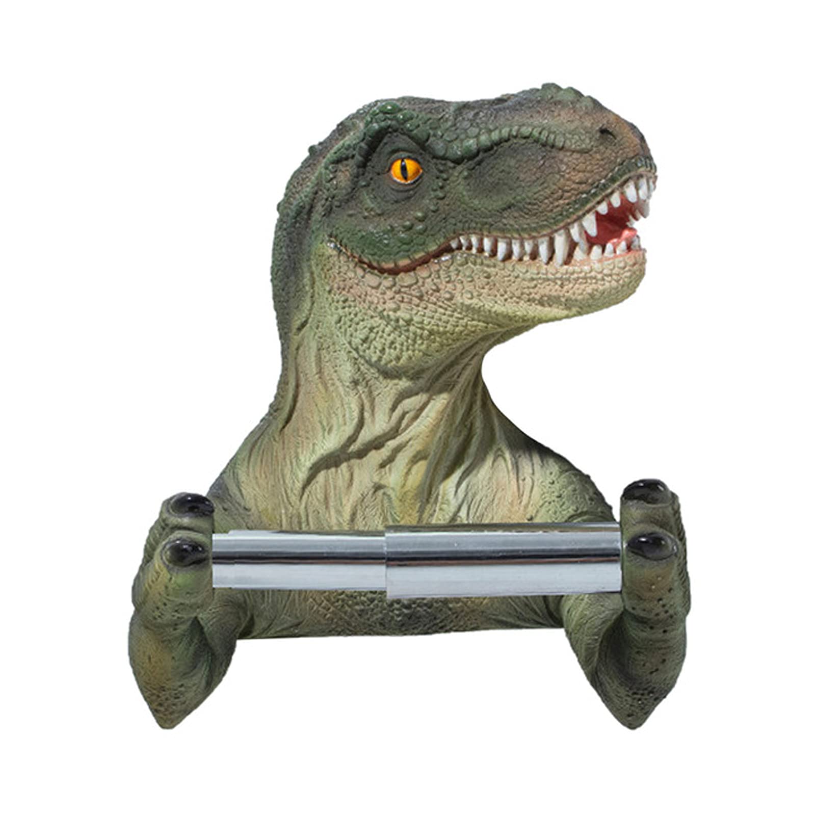 Porfeet Self-Adhesive Wall Mounted Resin Dinosaur Tissue Holder Box - Space-Saving Bathroom Organizer with Easy Installation (T-Rex Design) | Perfect for Small Bathrooms, Kids' Rooms & Dinosaur-Themed Decor