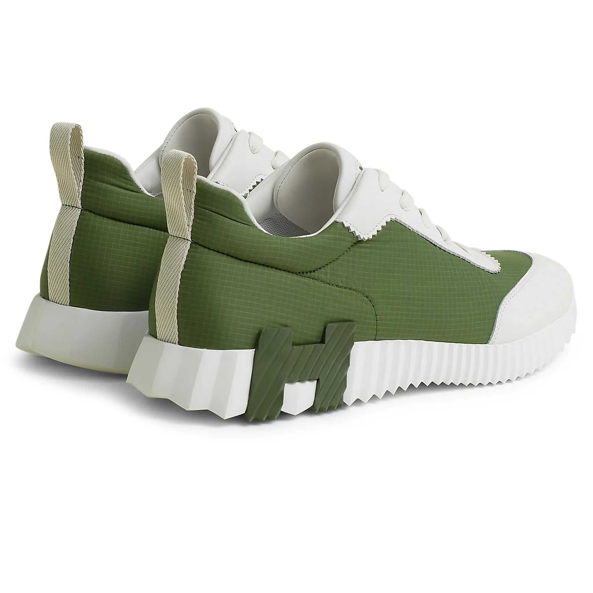 Hermès Paris Ripstop Bouncing Sneakers - Matcha White & White Luxury Athletic Shoes for Men | Comfortable Running, Gym Workout & Casual Streetwear Fashion