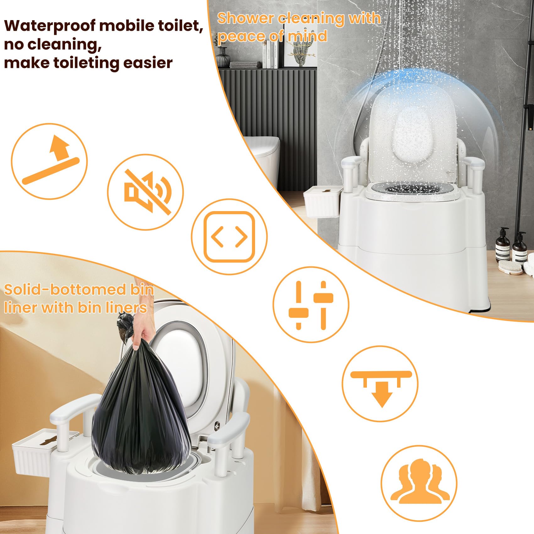 Upgraded Safety Commode Toilet for Elderly & Disabled - 520 lbs Weight Capacity, Detachable Armrests, Anti-Odor Design - Bedside Toilet Chair for Adults with Easy Installation - Ideal for Home Care, Post-Surgery & Mobility Assistance