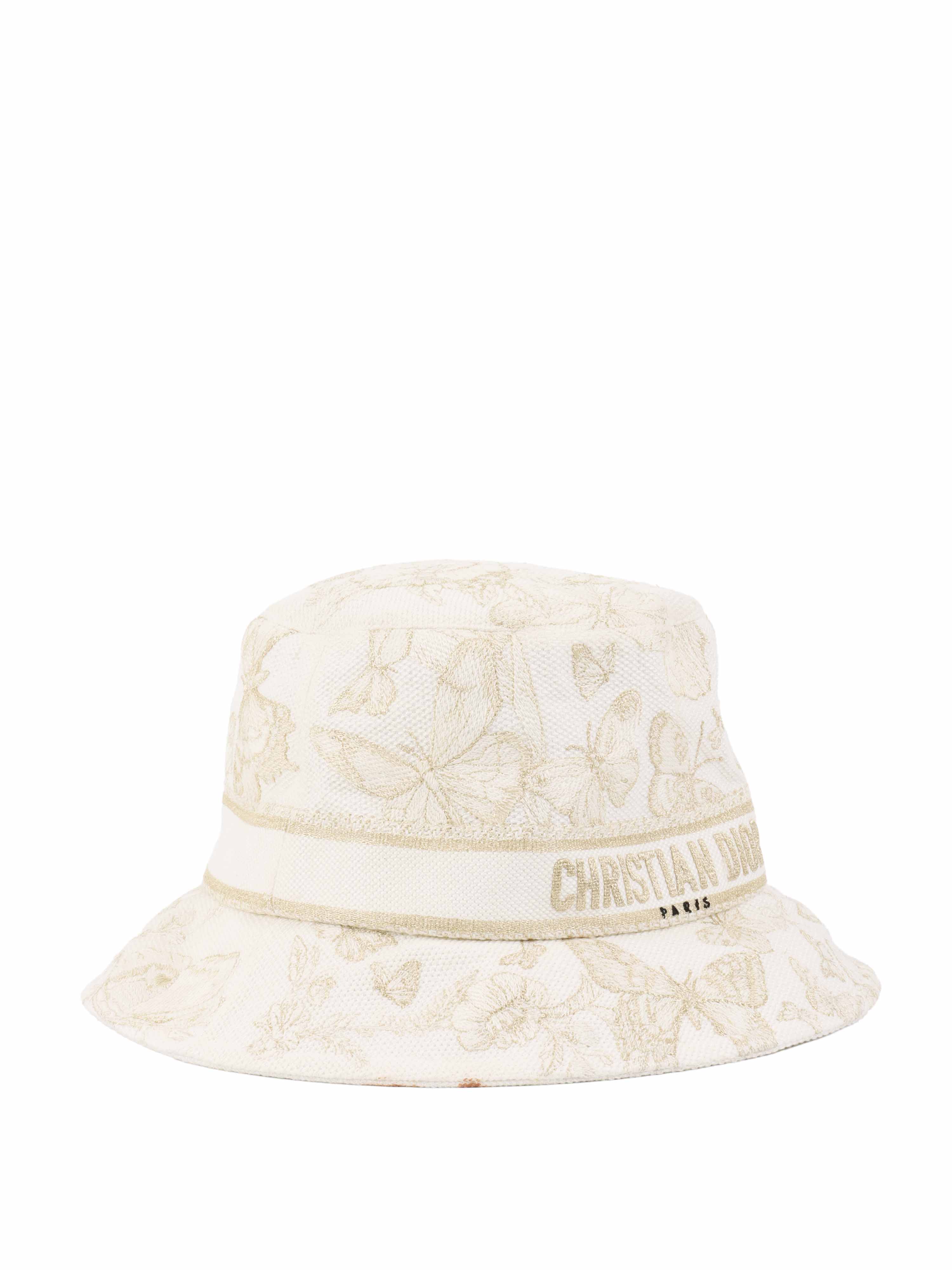 Dior Gold & White Bucket Hat for Women - Fashion Luxury Sun Hat for Summer Beach, Travel & Outdoor Activities