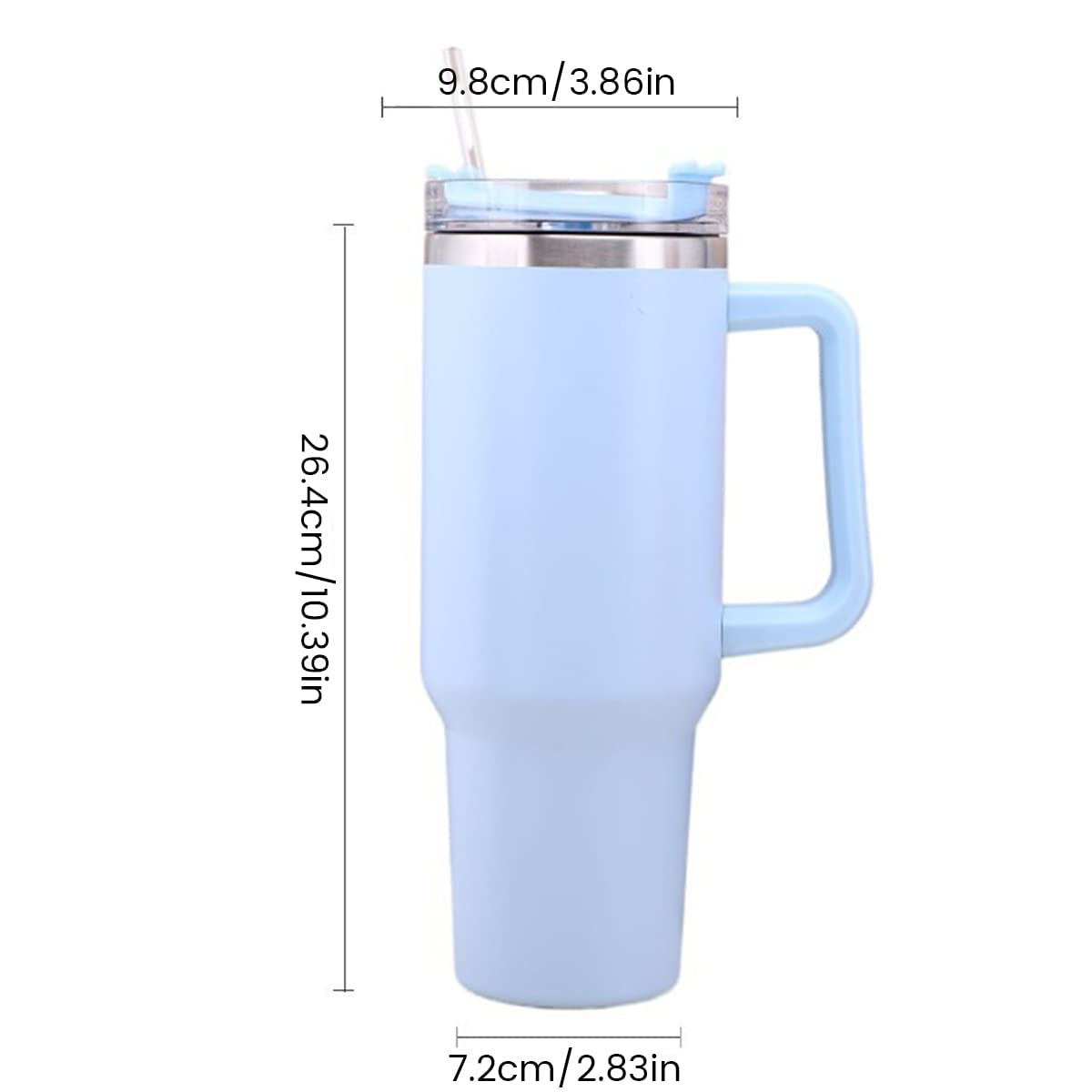 Miuline 40oz Stainless Steel Travel Tumbler with Straw Lid & Handle - Double Wall Vacuum Insulated Coffee Mug for Hot & Cold Drinks - BPA Free - Perfect for Work, Gym, Hiking & Outdoor Activities (Blue)