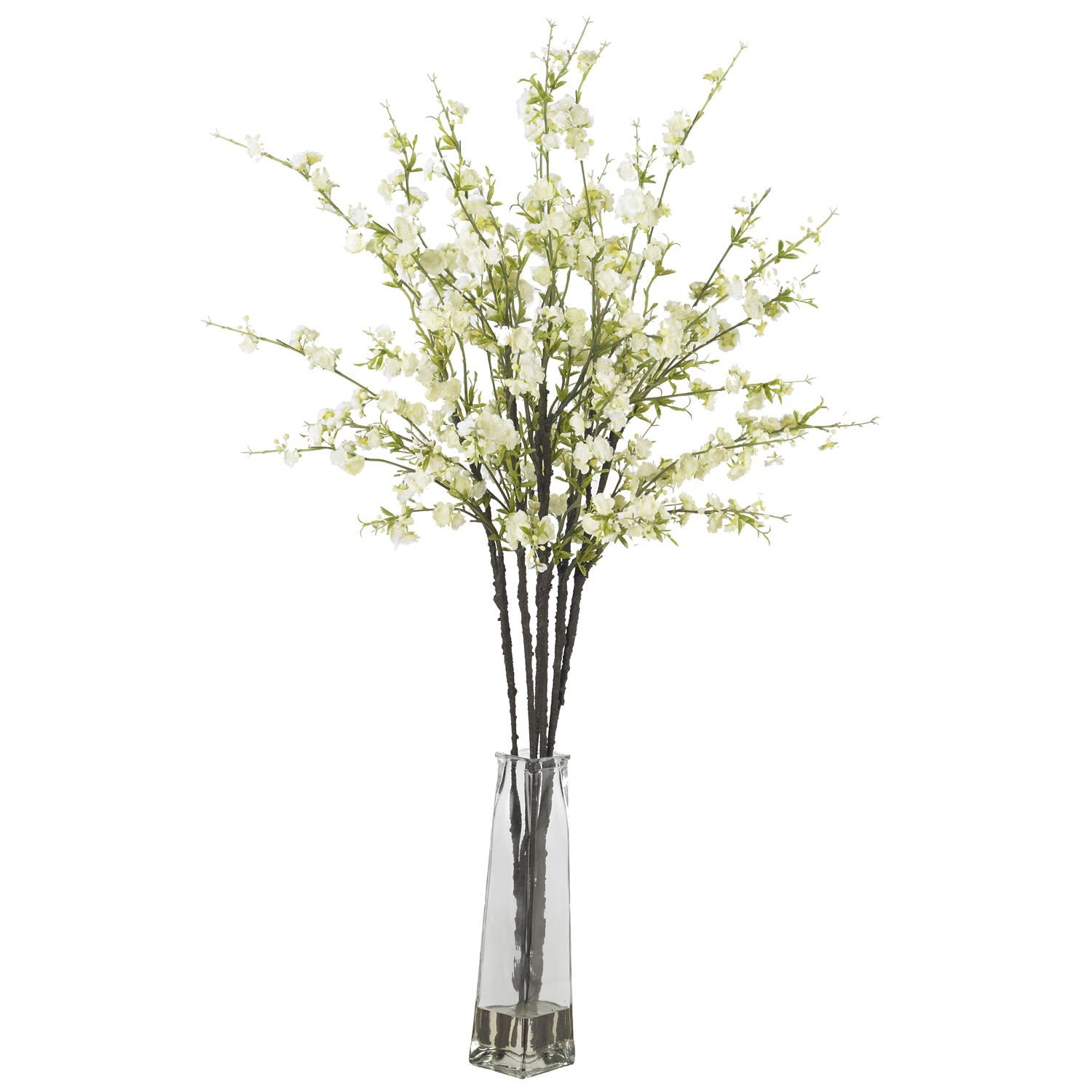 Nearly Natural Cherry Blossoms Silk Flower Arrangement with Vase - Realistic Artificial Floral Decor for Home, Office, Wedding & Spring Decoration