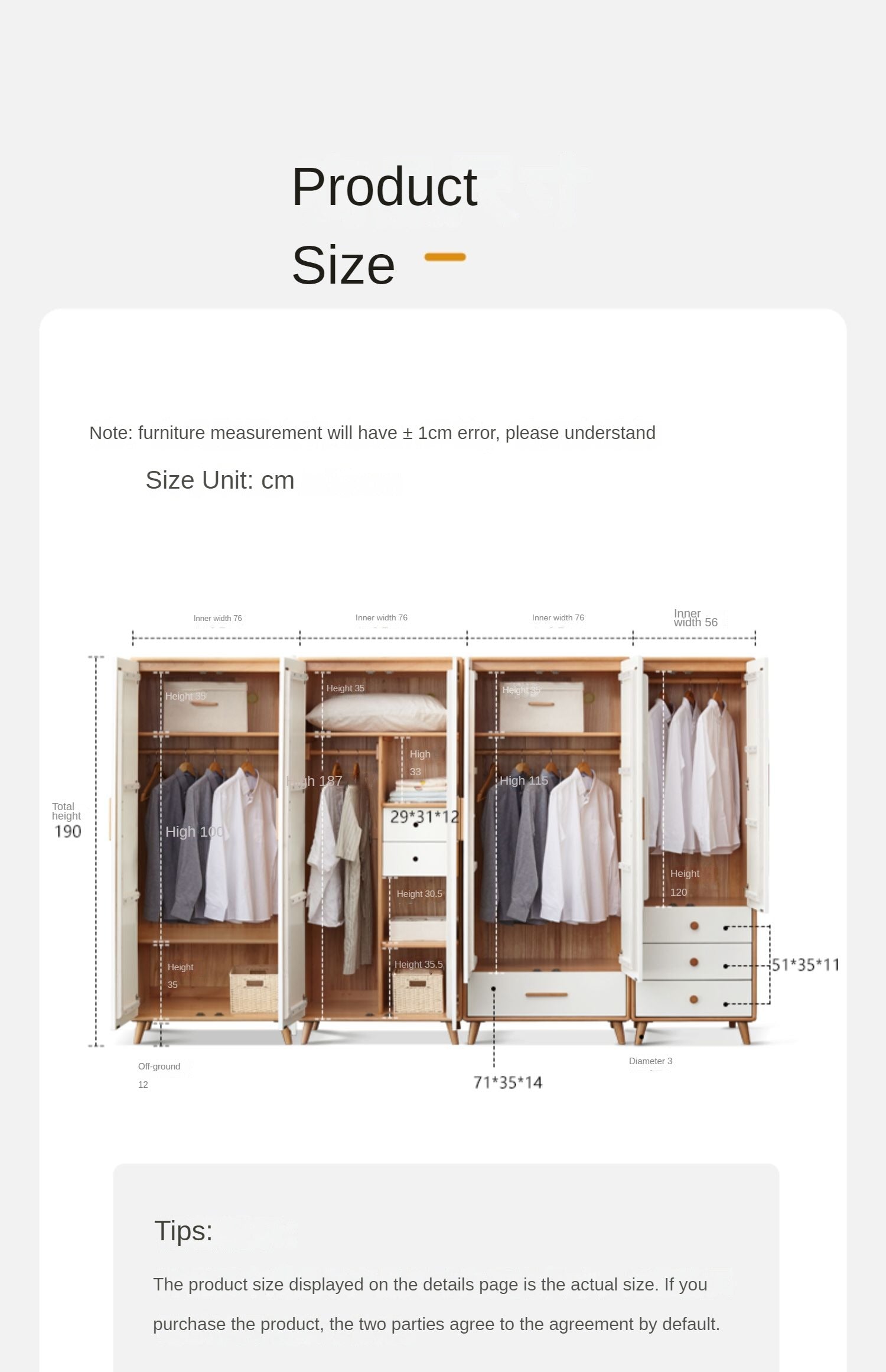 Solid Beech Wood Wardrobe Set - Modern Closet Organizer for Bedroom, Living Room & Office Storage