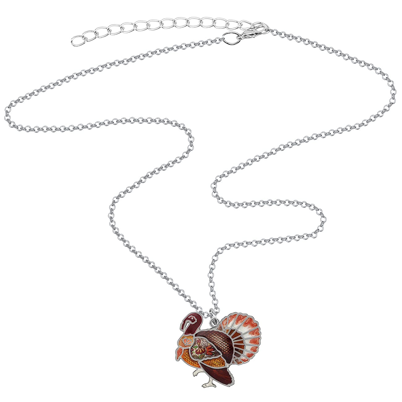 WEVENI Enamel Alloy Thanksgiving Turkey Necklace - Elegant Chicken Pendant Charm Jewelry for Women | Perfect Holiday Gift for Thanksgiving, Christmas & Party Accessories