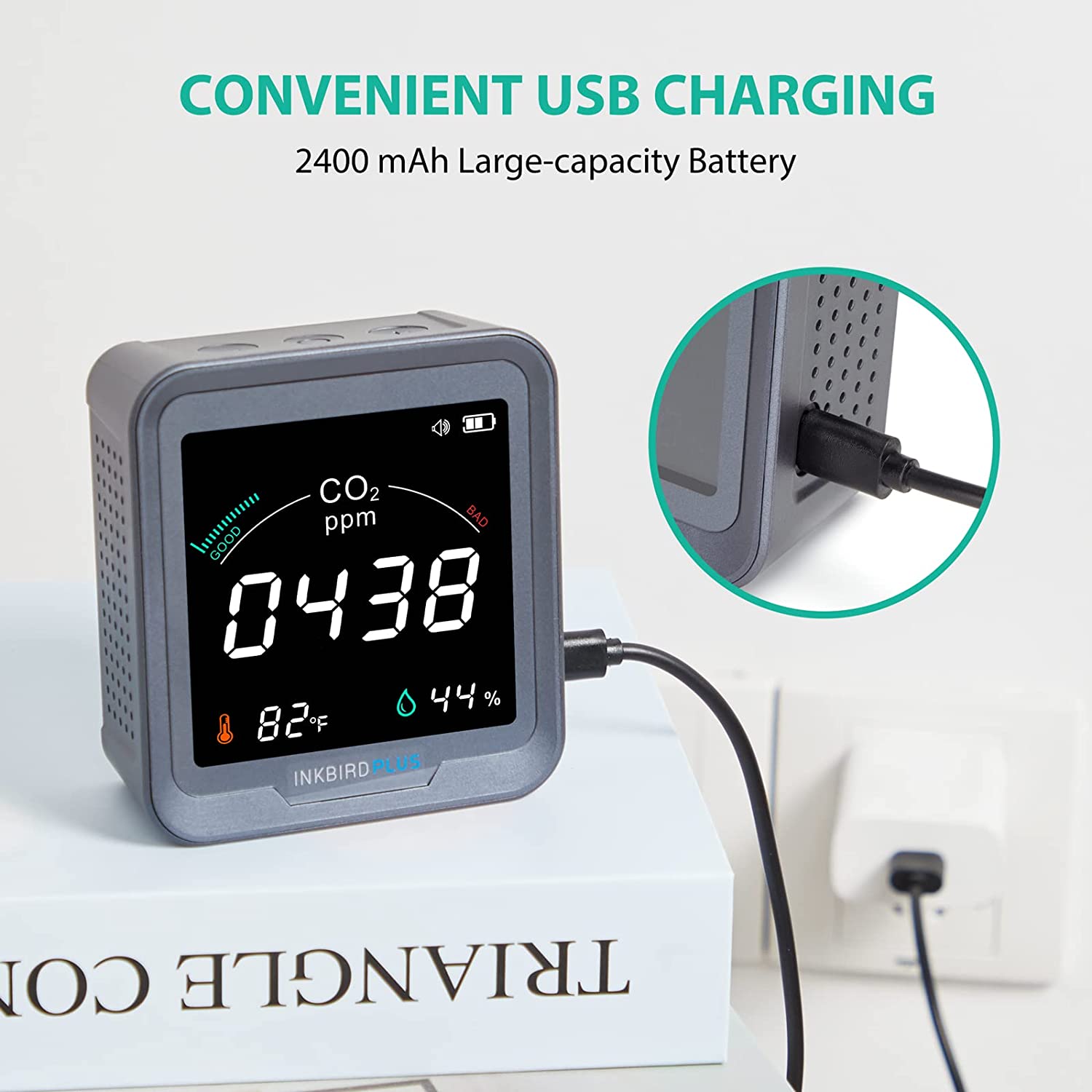 3-in-1 Digital CO2 Detector with Temperature & Humidity Monitor (PTH-9C) - Ideal for Home, Office, and Indoor Air Quality Monitoring