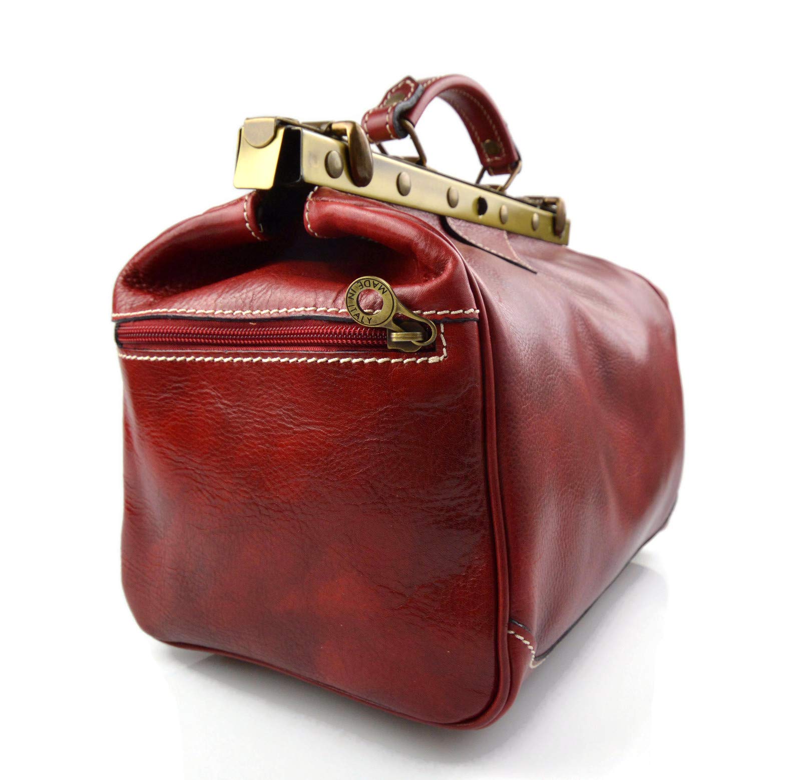 Stylish Italian Red Leather Ladies Doctor Bag - Handheld & Shoulder Medical Purse for Women | Perfect for Work, Travel & Everyday Use
