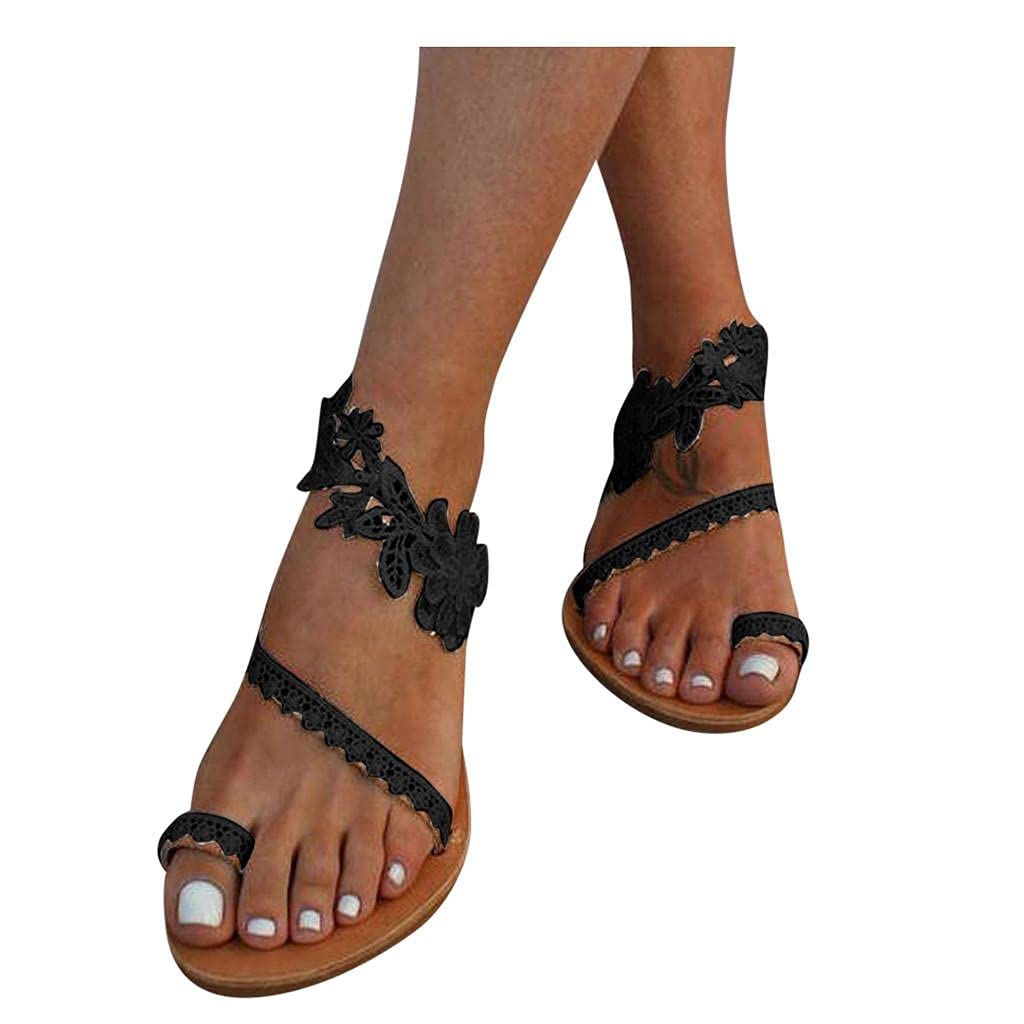 Women's Bohemian Rhinestone Pearl Flat Sandals - Dressy Summer Gladiator Open Toe Shoes for Weddings, Beach Vacations & Casual Outings