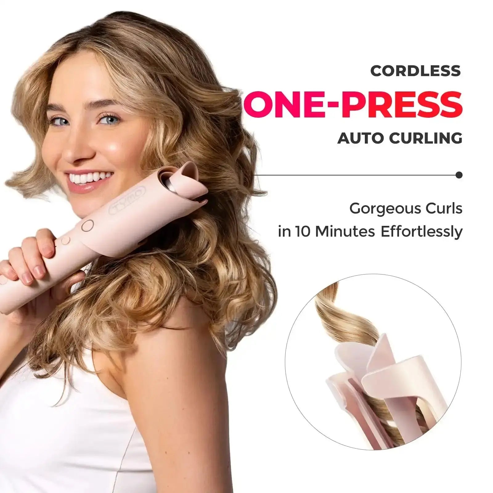 Tymo Curlgo Eco - Professional Hair Curling Iron for Salon-Quality Styling | Perfect for Home Use, Travel & Special Occasions