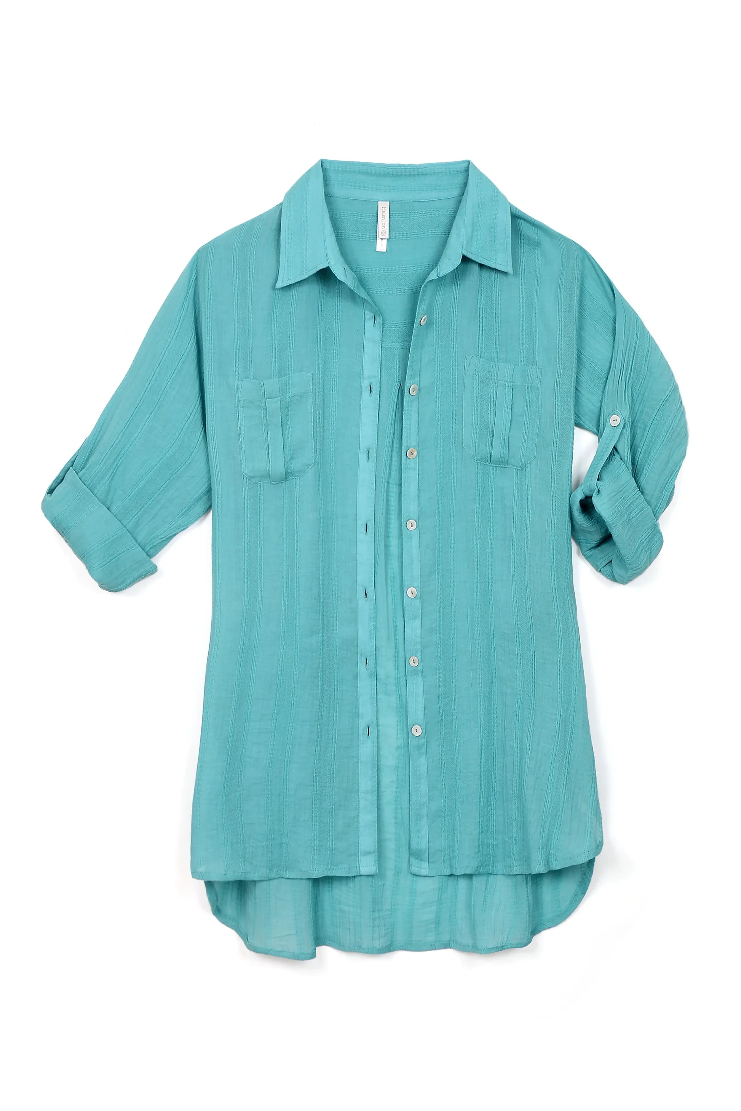Relaxed Flowy Shirt Dress for Women in Aqua Blue - Casual Summer Beach Cover Up & Boho Style Outfit