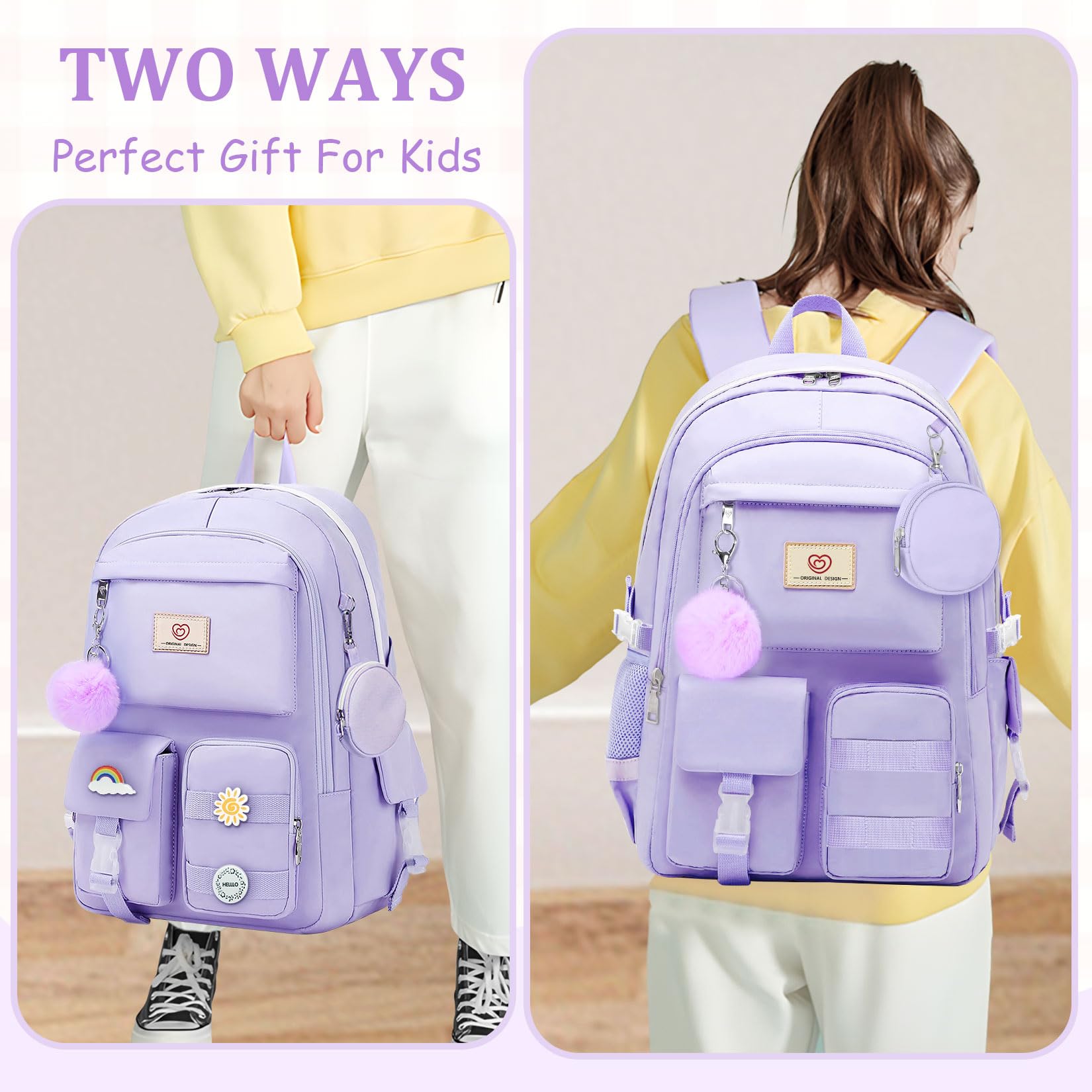 **Stylish Girls Backpack for School & Travel - 18