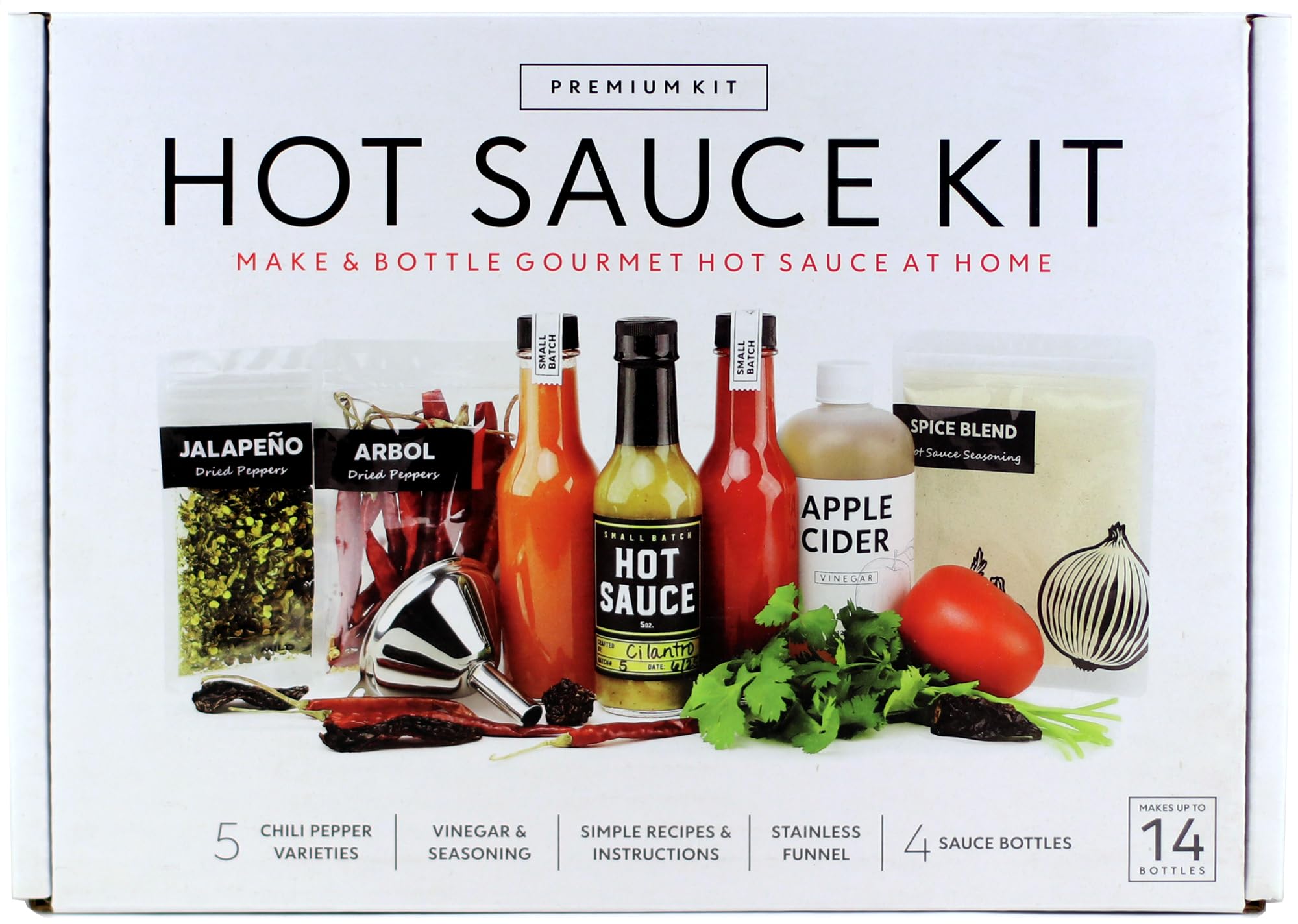 Premium Hot Sauce Making Kit with 5 Pepper Varieties (Jalapeno & Habanero) - Gourmet Spice Blend, 4 Glass Bottles & Fun Labels - DIY Homemade Hot Sauce Gift Set for Men, Dad & Cooking Enthusiasts | Perfect for Home Cooking, BBQ Parties & Unique Gifts