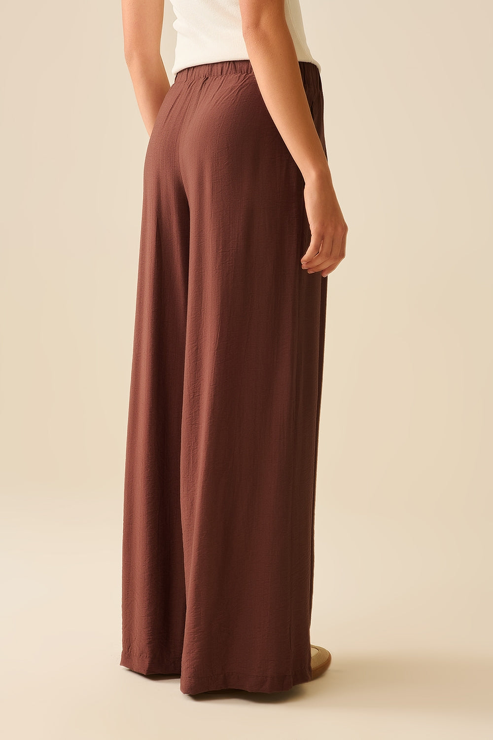 Lightweight Viscose Wide Leg Brown Pants for Women - Comfortable & Stylish for Casual Wear, Office, and Travel