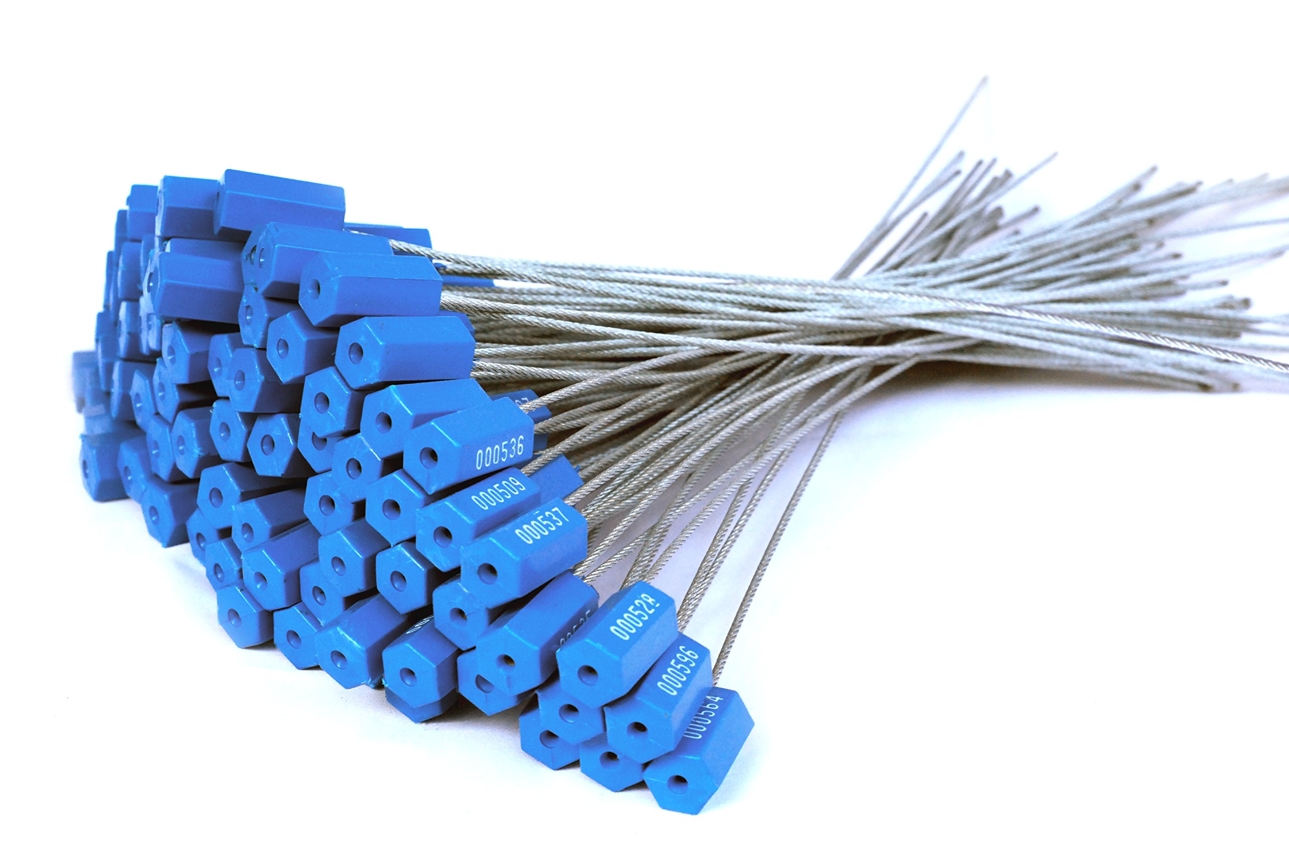 1000 Blue Steel Cable Seals - Heavy Duty Metal Security Seals with Unique Numbering, Tamper Proof & ISO 17712 Certified for Shipping Containers, Truck Trailers & Cargo Safety | Ideal for Logistics, Warehouse Security & Transportation Protection