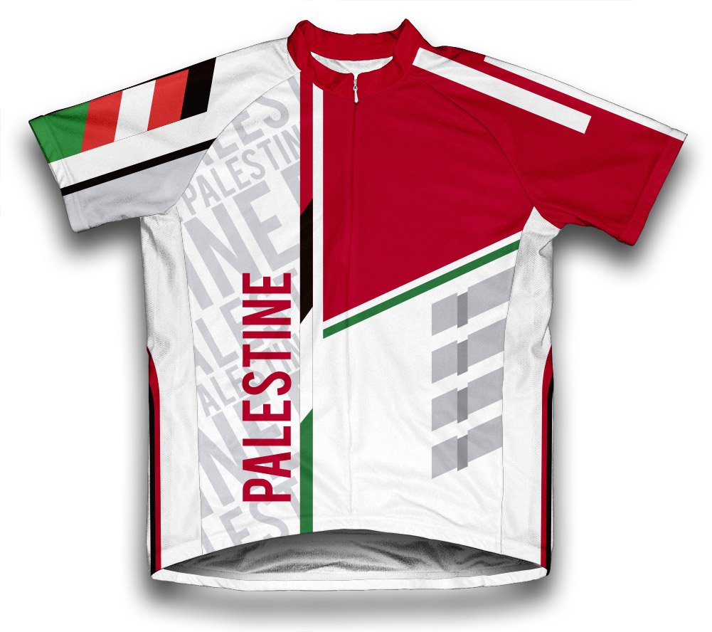 ScudoPro Women's Short Sleeve Cycling Jersey - Breathable Moisture Wicking Bike Shirt for Road & Mountain Biking - Perfect for Outdoor Sports & Summer Cycling (Palestine Design)