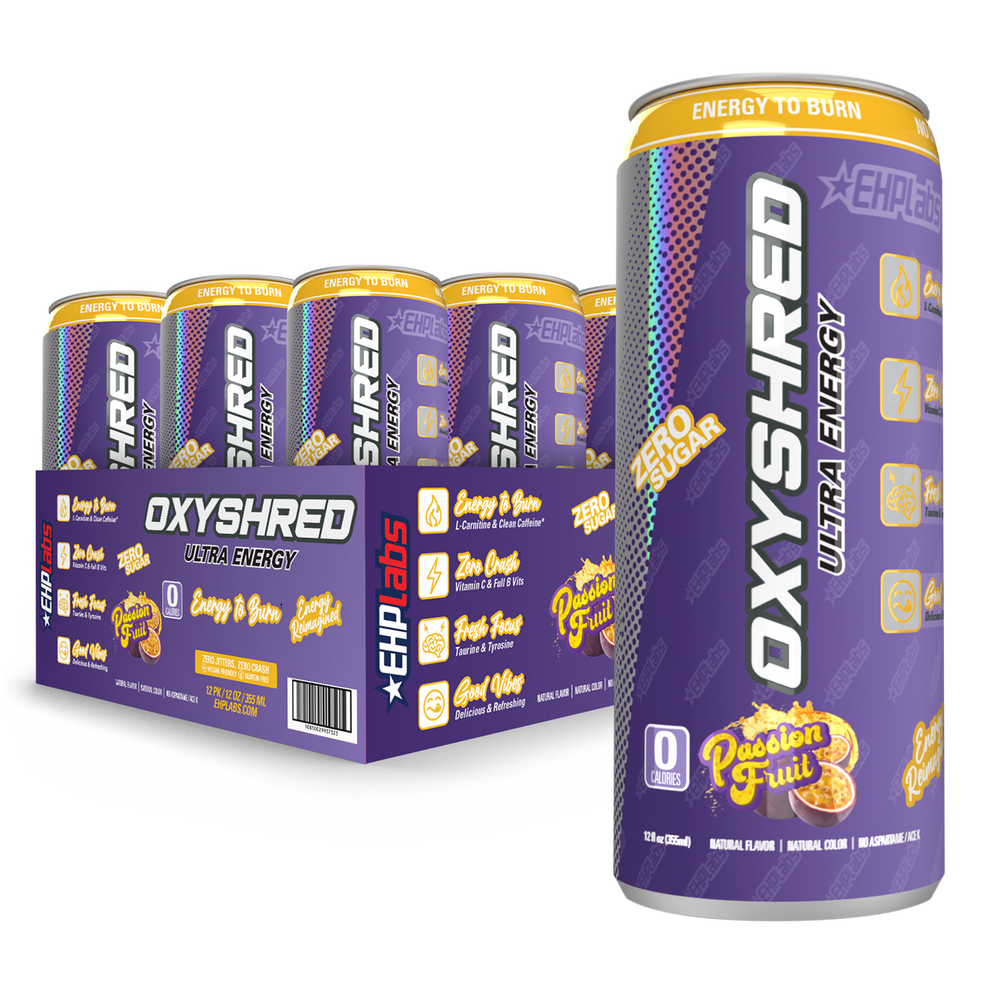 EHP Labs OxyShred Ultra Energy Drink RTD - 12 Pack (355ml Each) | Fat Burning & Performance Booster | Pre-Workout, Gym & Fitness Fuel