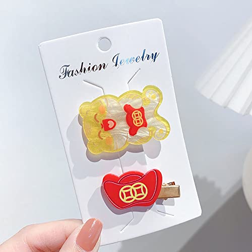 2PCS Cute Cartoon Animal Hair Clips for Girls - Tiger Hair Barrettes, Lovely Children Hair Accessories for New Year & Daily Use (One Color, Size A) - Perfect for School, Parties & Special Occasions