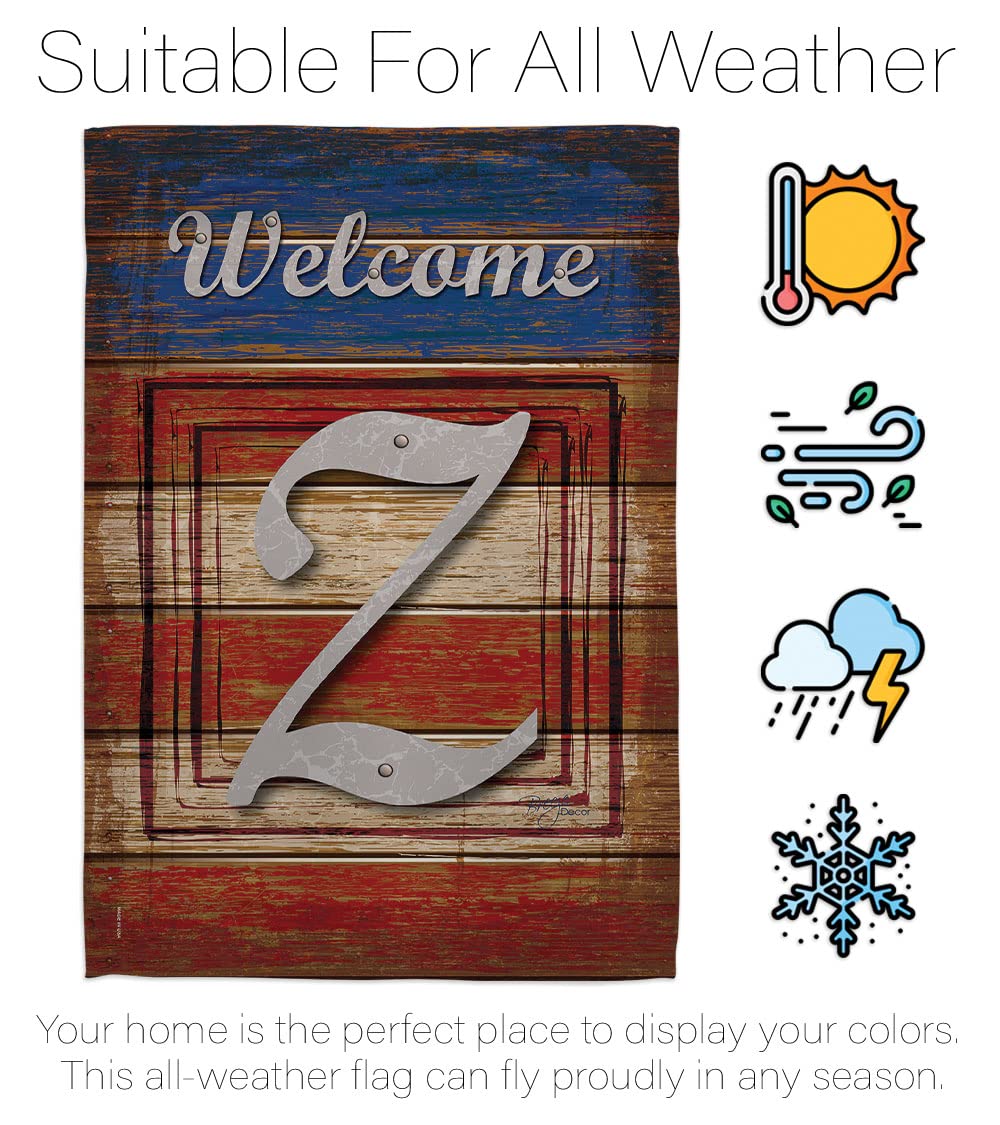 Z Initial Patriotic House Flag Set 28x40 with Pole - Outdoor Decor