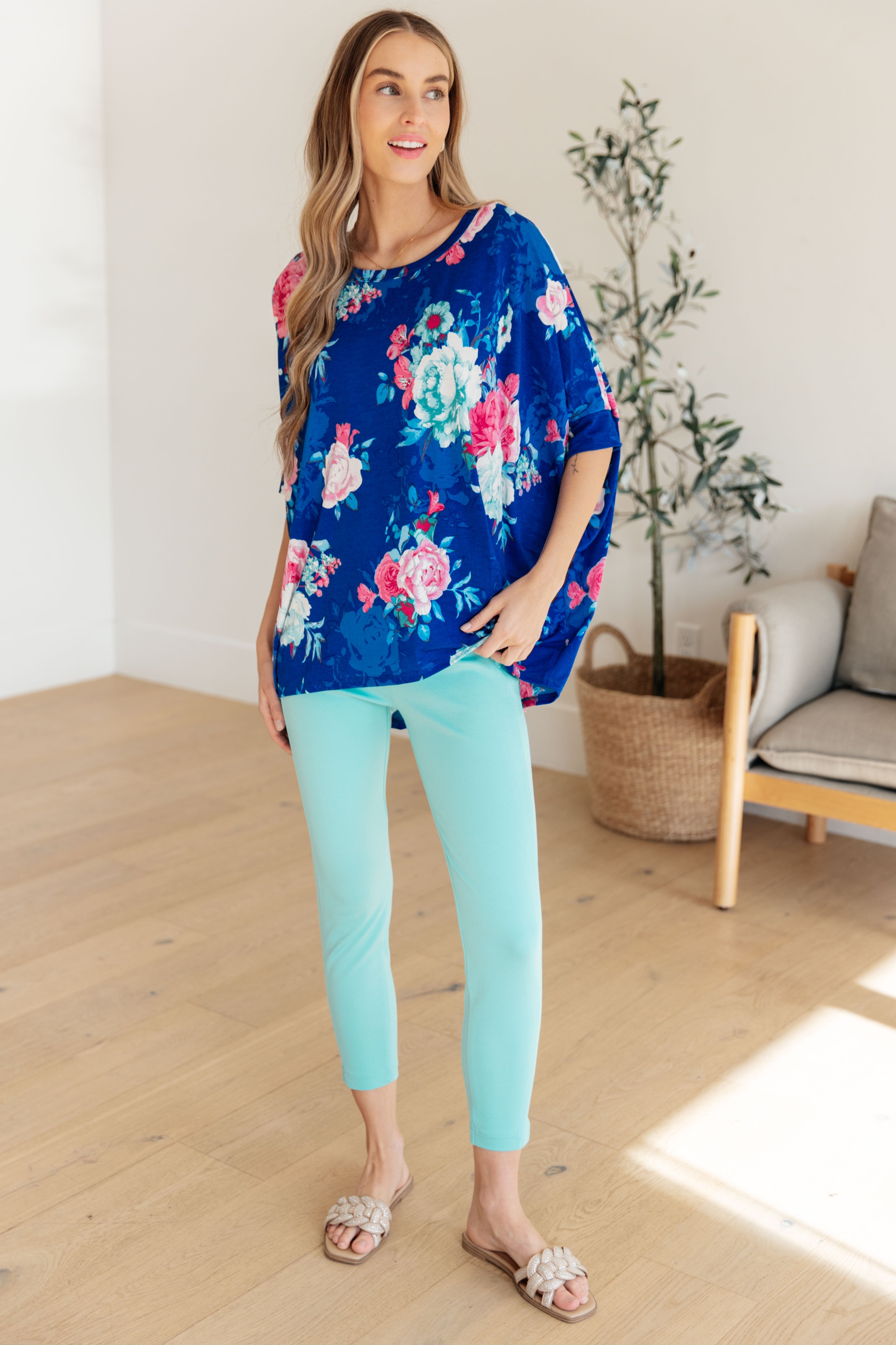 Royal & Pink Floral Essential Blouse for Women - Elegant Casual & Office Wear - Perfect for Work, Dates & Special Occasions