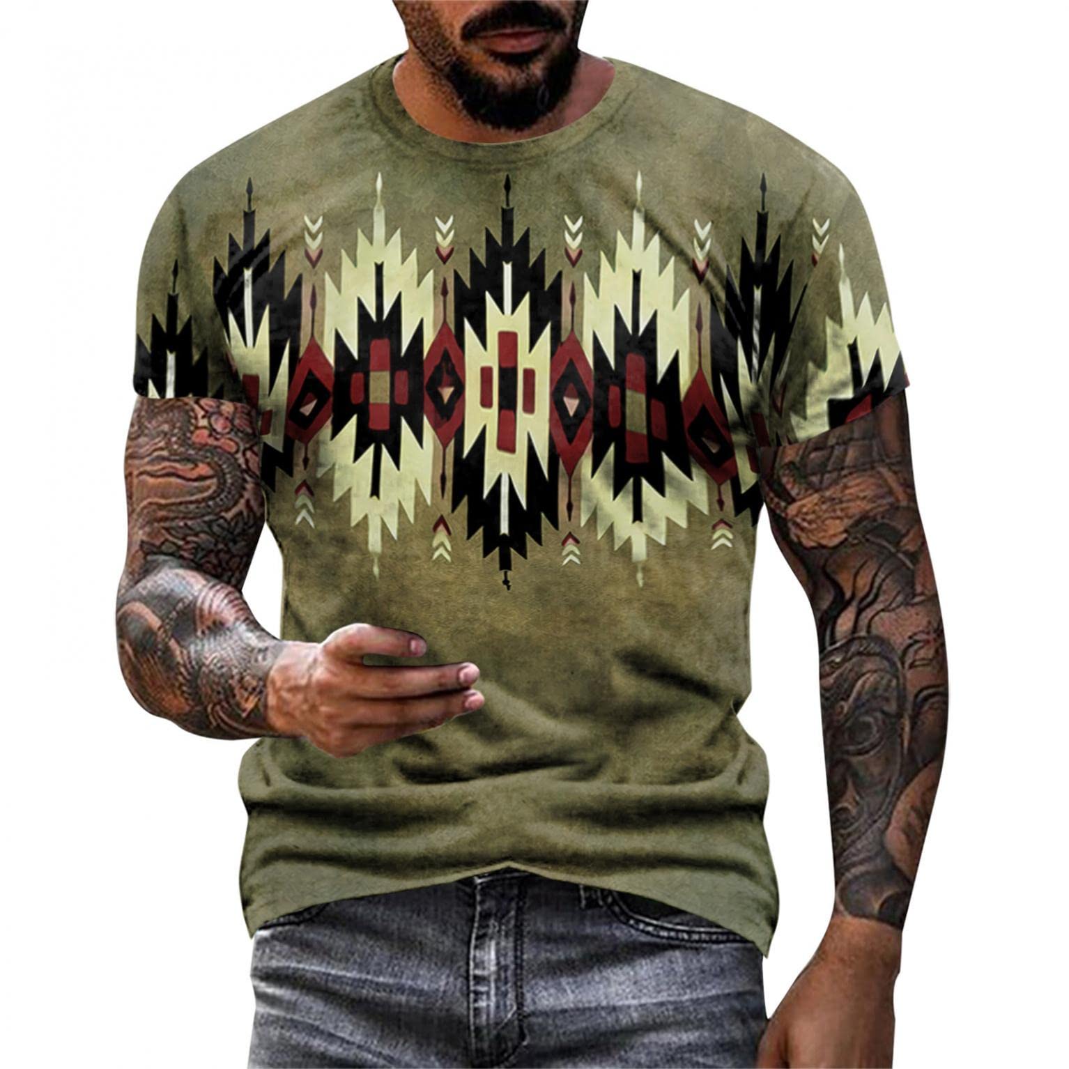 Men's Slim Fit White T-Shirts - Short Sleeve Casual Button Up Tees with 3D Digital Retro Print | Perfect for Everyday Wear, Street Style & Summer Outfits