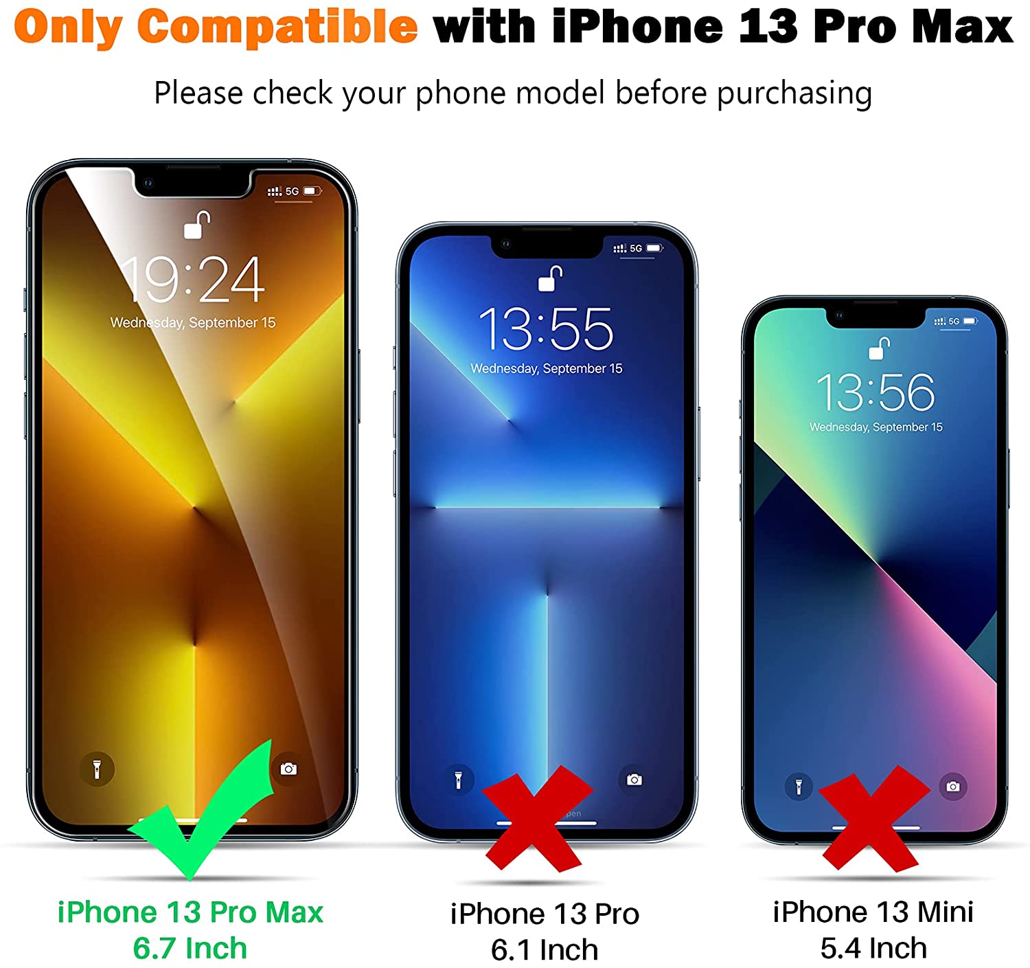 6 Pack iPhone 13 Pro Max Screen Protectors - HD Clear Tempered Glass, Anti-Scratch & Bubble-Free - Perfect for Everyday Protection & Gaming