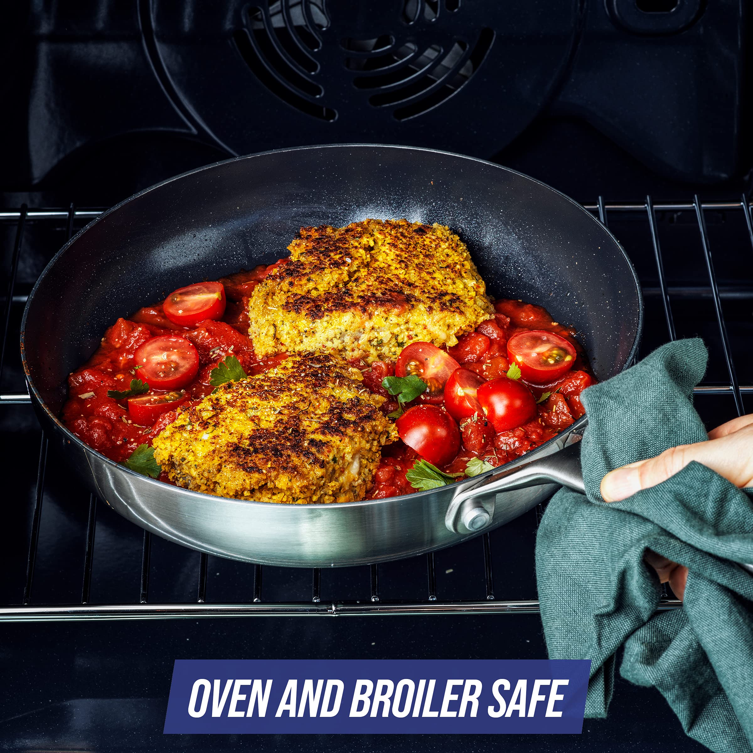 Blue Diamond Tri-Ply Stainless Steel Ceramic Nonstick Cookware Set - 6 Piece Pots and Pans, PFAS-Free, Multi-Clad, Induction Compatible, Dishwasher & Oven Safe (Silver) - Perfect for Sauteing, Boiling & Frying in Modern Kitchens