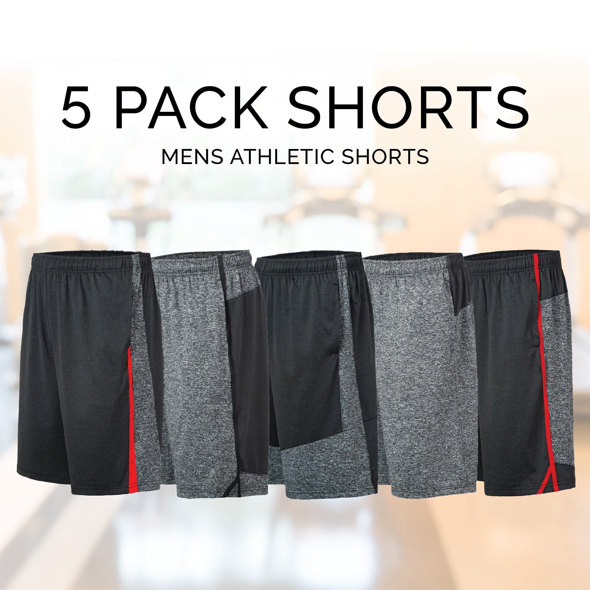5 Pack Men's Athletic Shorts - Quick Dry Activewear for Basketball, Workout, Gym & Running | Comfortable Training Shorts for Sports & Casual Wear