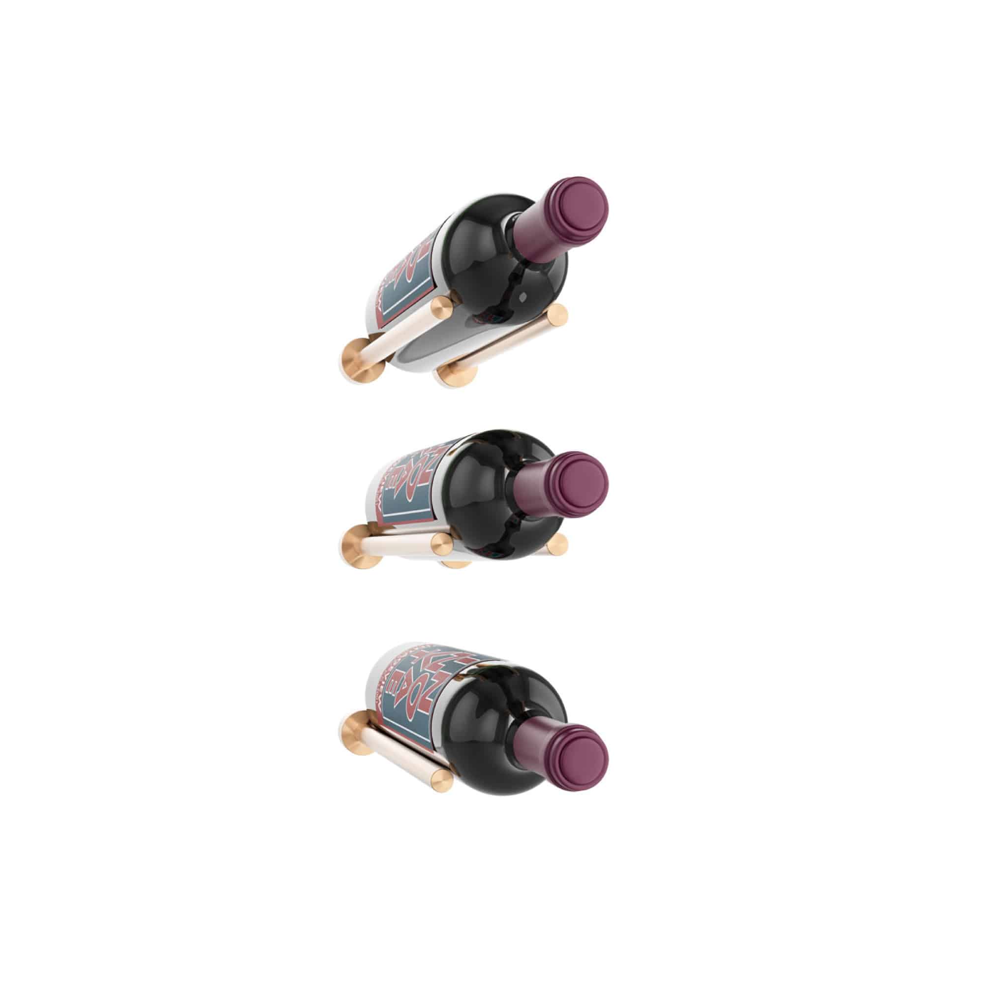 Vino Rails 3 Bottle Wine Rack - Space Saving 3x1 Grid Design for Kitchen, Bar & Dining Room Storage