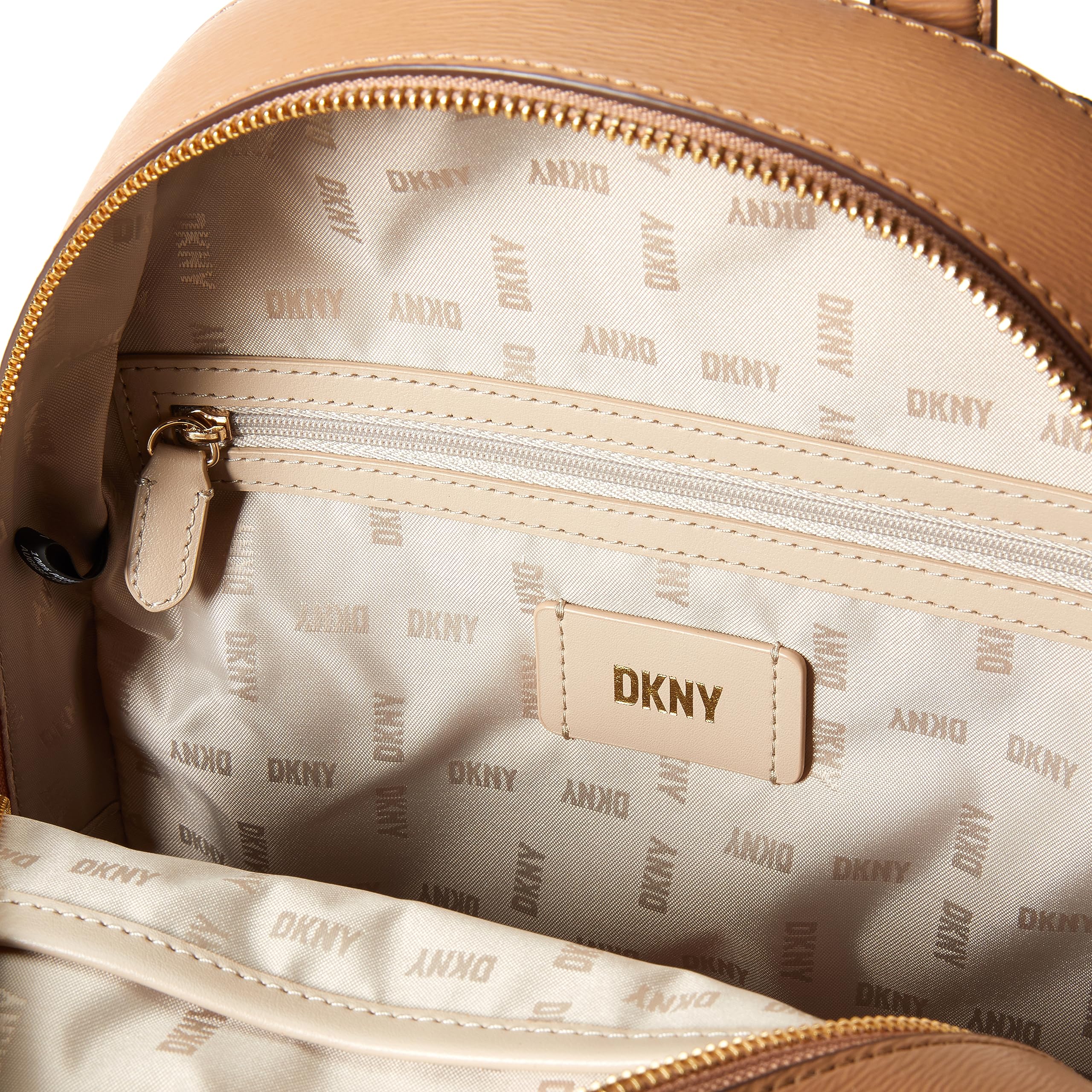 DKNY Chelsea Backpack for Women & Men - Stylish Mocha & Cashew Brown Leather Laptop Backpack - Perfect for Work, Travel & College Campus Use