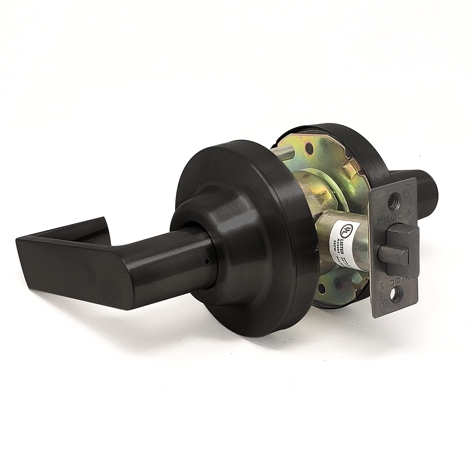 MiLocks Grade 1 Commercial Heavy Duty Cylindrical Lever Lock - Oil Rubbed Bronze Finish for Passage Doors | Ideal for Office Buildings, Warehouses & Industrial Facilities