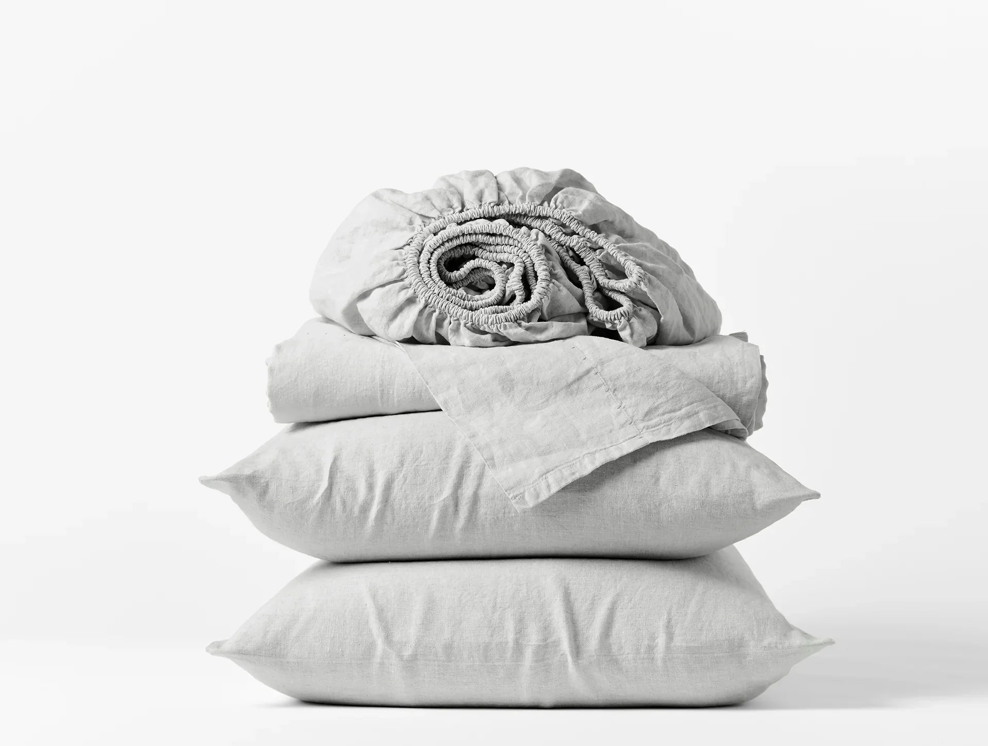 Organic Relaxed Linen Fitted Sheet - Breathable & Hypoallergenic Queen Size Bed Sheet Set for Comfortable Sleep - Perfect for Eco-Friendly Homes, Guest Rooms & Summer Nights