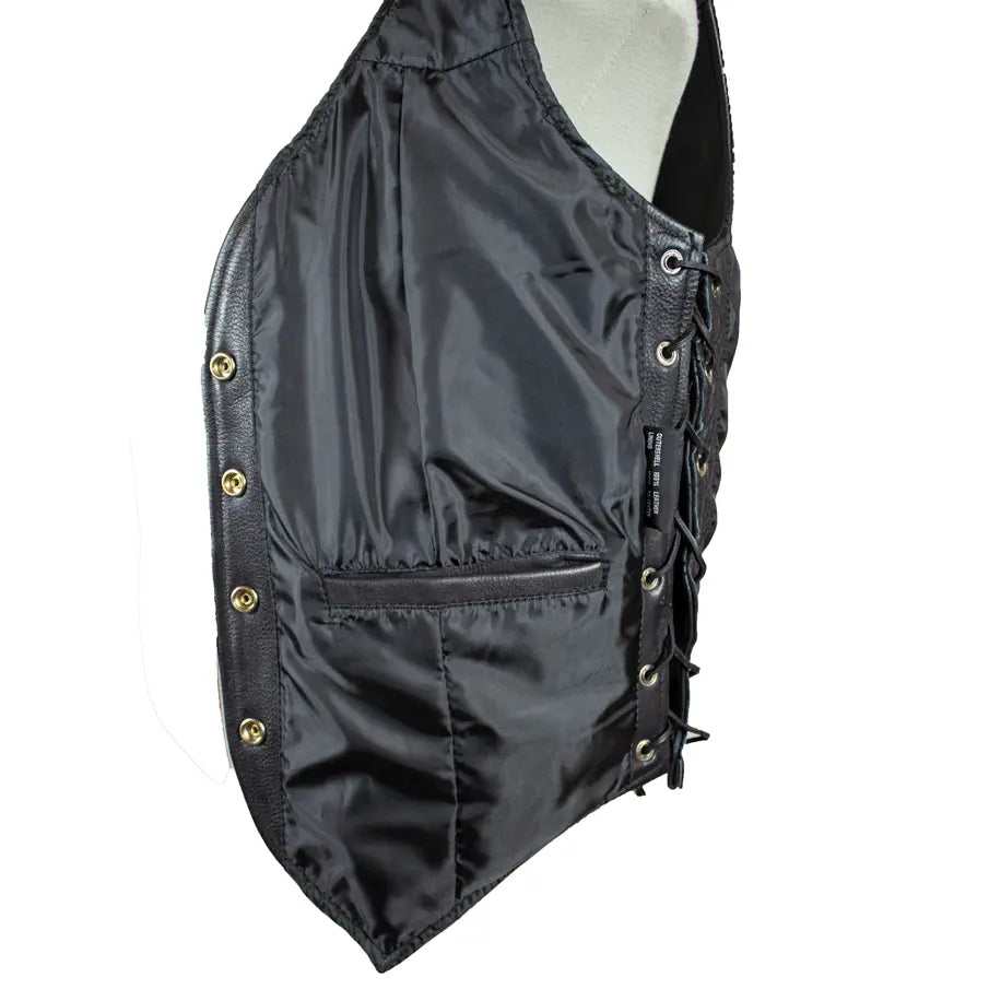 Open Road Women's Western Style Leather Vest - Cowhide Biker Jacket for Casual Wear & Outdoor Adventures | Perfect for Rodeo, Motorcycle Riding & Country Fashion