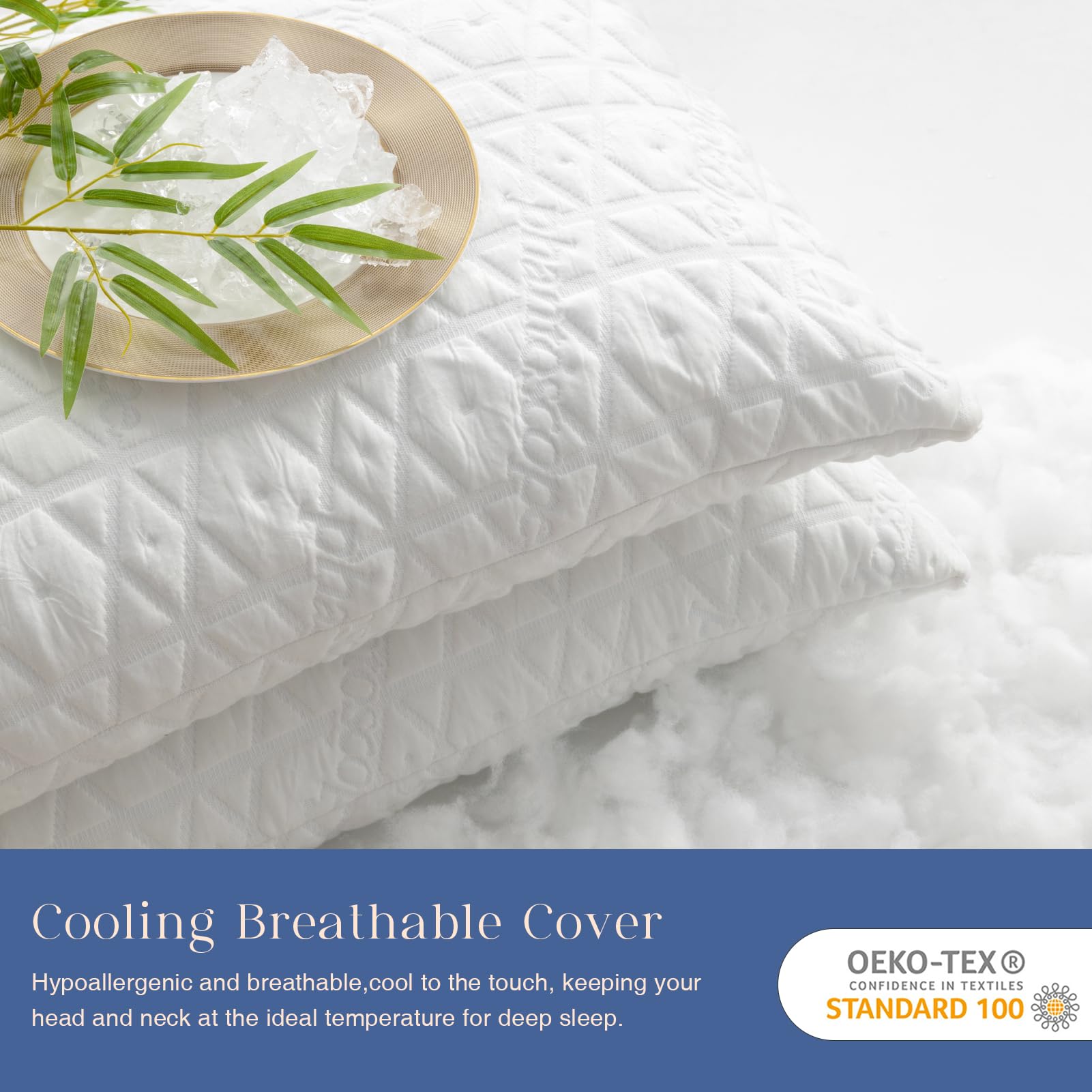 Phantoscope Shredded Memory Foam Pillows Queen Size 2 Pack - Cooling Adjustable Bed Pillows for Neck & Shoulder Pain Relief, Breathable Firm Pillow for Hot Sleepers - Perfect for Side, Back & Stomach Sleepers