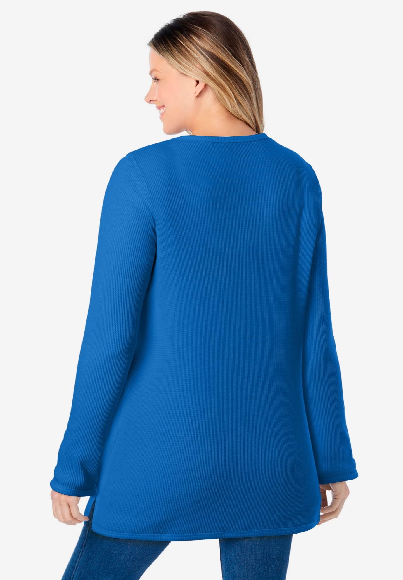 Woman Within Women's Plus Size Waffle Thermal Sweatshirt - Cozy Fleece-Lined Pullover for Winter, Cold Weather & Layering Outfits | Perfect for Casual Wear, Lounging & Outdoor Activities