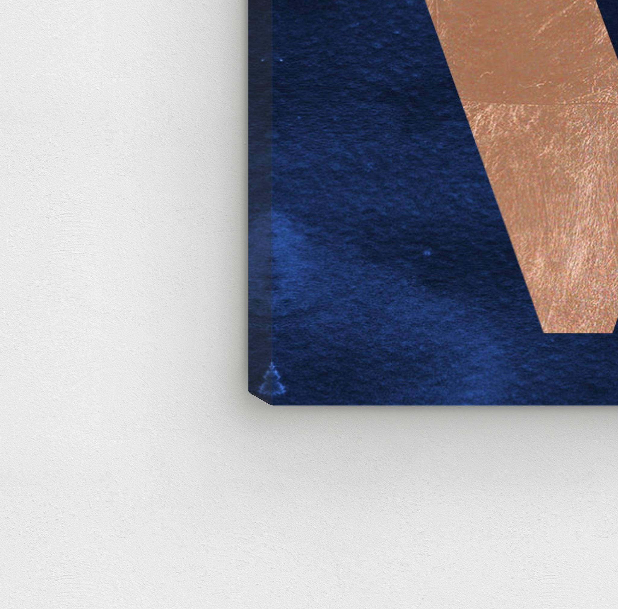 Oliver Gal Artist Co. 'Solid Gold Copper' Typography Wall Art Canvas Print - 30x30 Inches, Blue Home Decor for Living Room, Bedroom & Office
