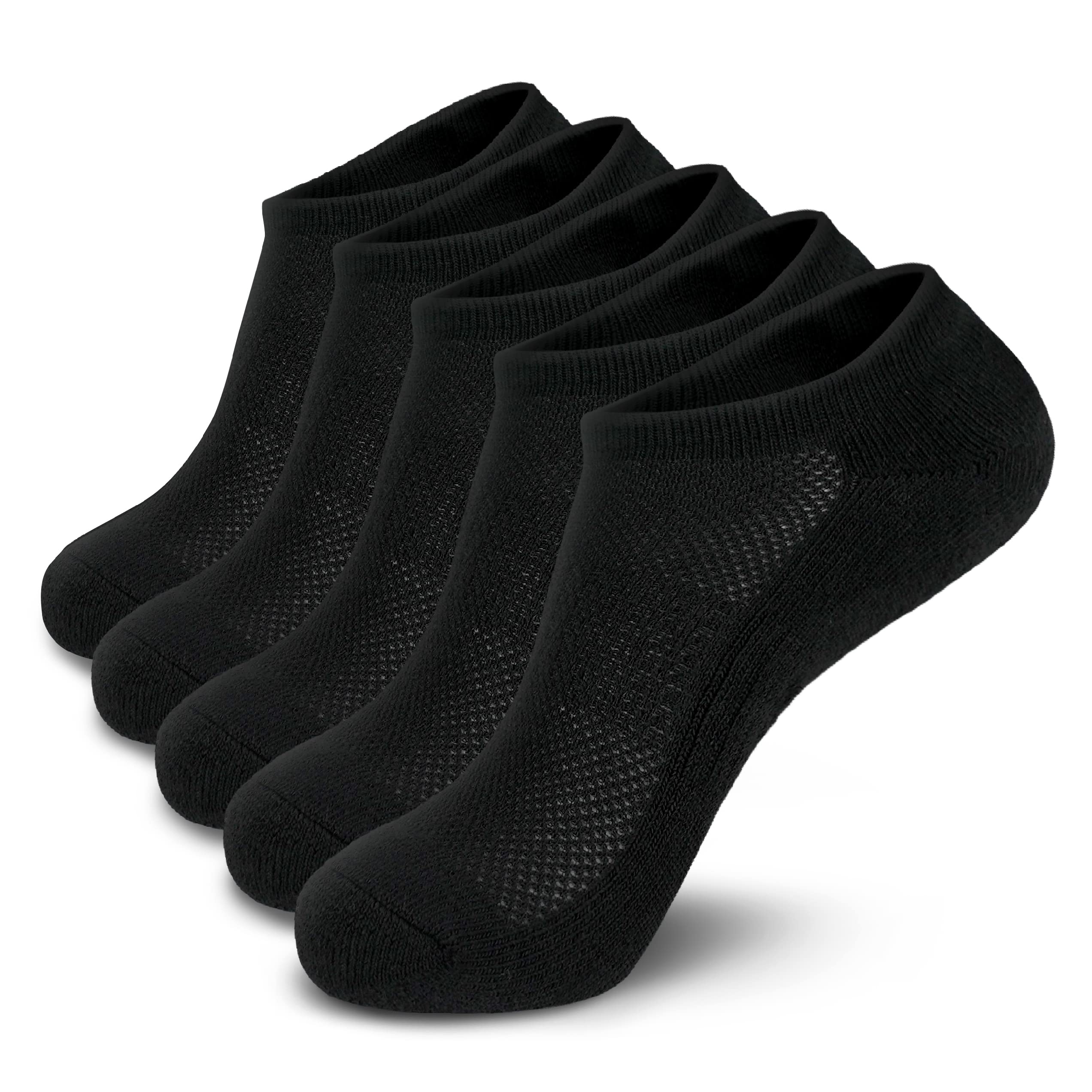 MONFOOT Men's/Women's 5 Pairs Cushion No Show Non-Slip Socks Multipack - Breathable Invisible Liner Socks for Running, Sneakers & Casual Wear