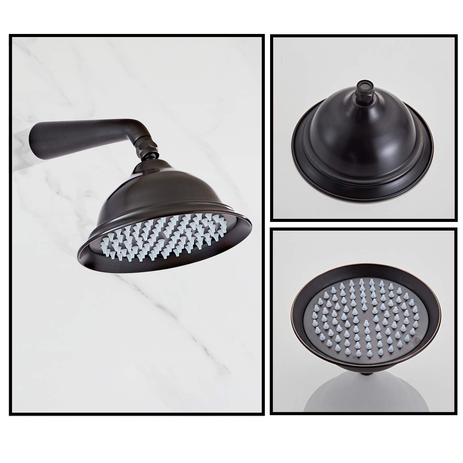 Premium Oil Rubbed Bronze Shower System - 8 Inch Rain Shower Head & Handheld Shower Combo with High Pressure - Wall Mounted Ceiling Bathroom Faucet Set for Luxurious Spa Experience at Home