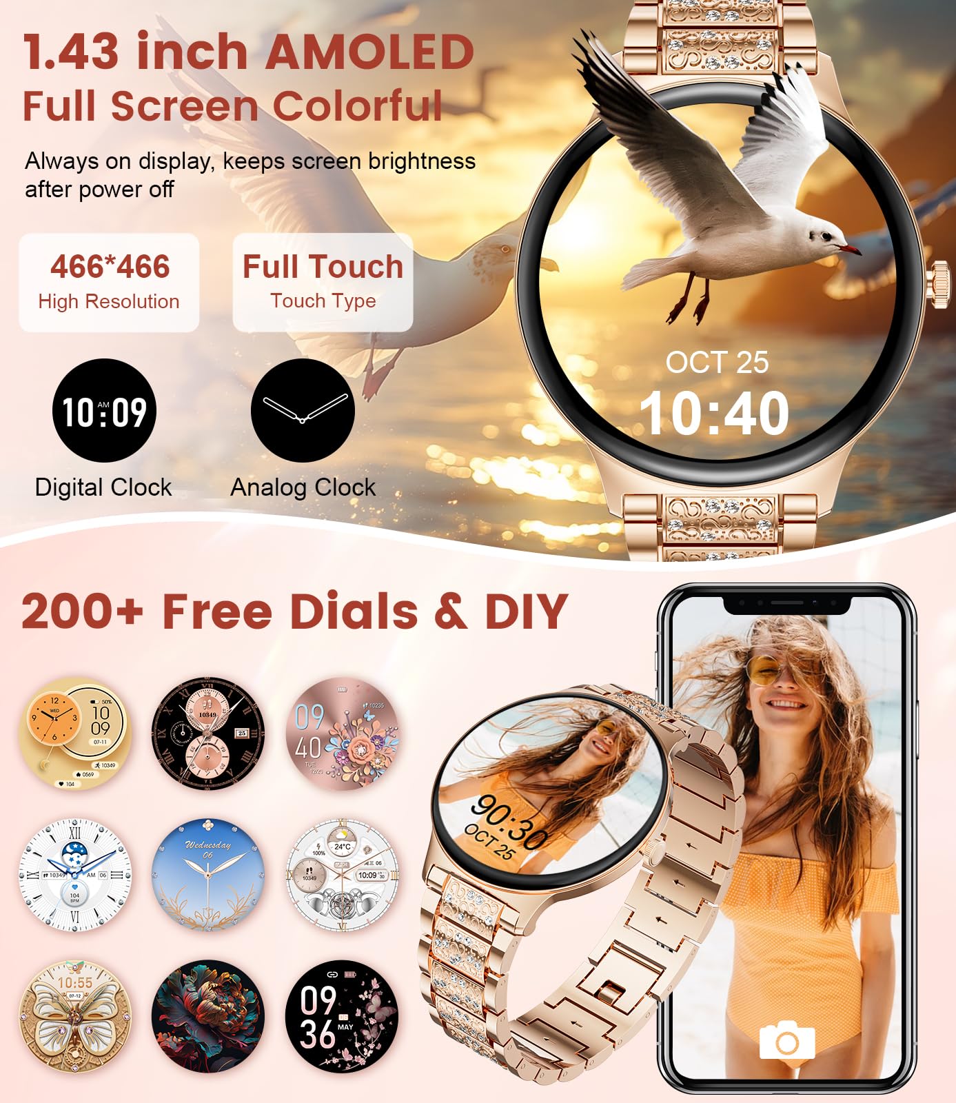 LIGE Smart Watch for Men & Women - 1.43
